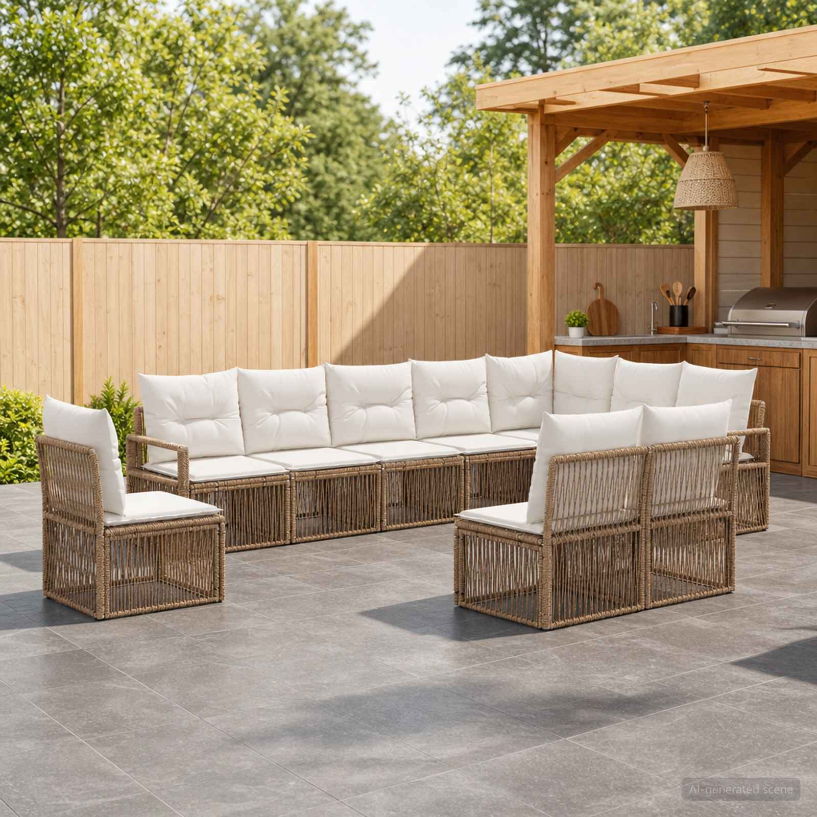 Tuinbankenset 10 pcs Beige poly rattan is nu te koop bij PeponiXL, paradijselijk wonen!