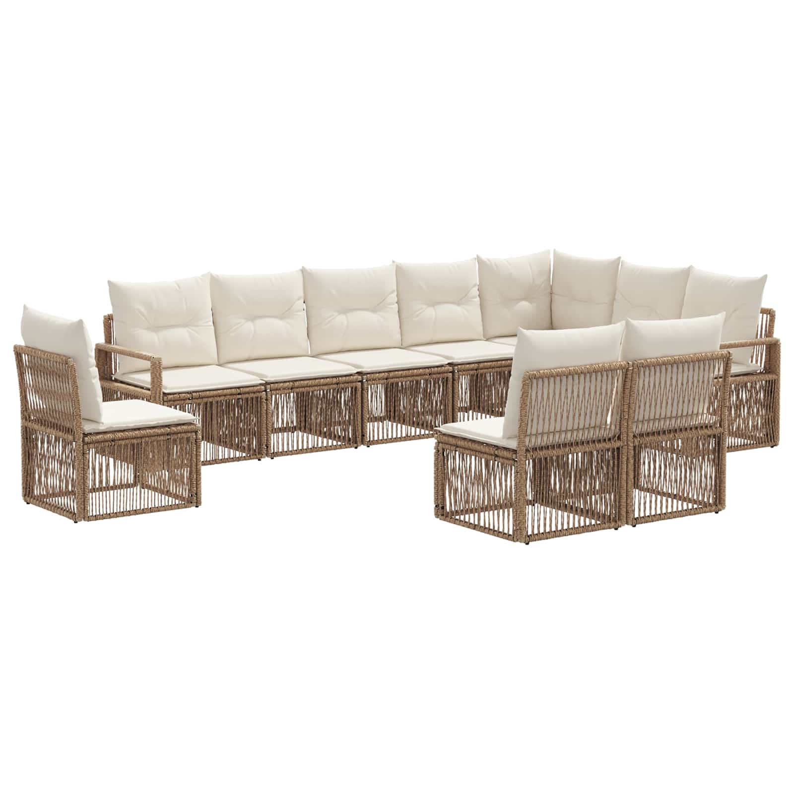 Tuinbankenset 10 pcs Beige poly rattan is nu te koop bij PeponiXL, paradijselijk wonen!
