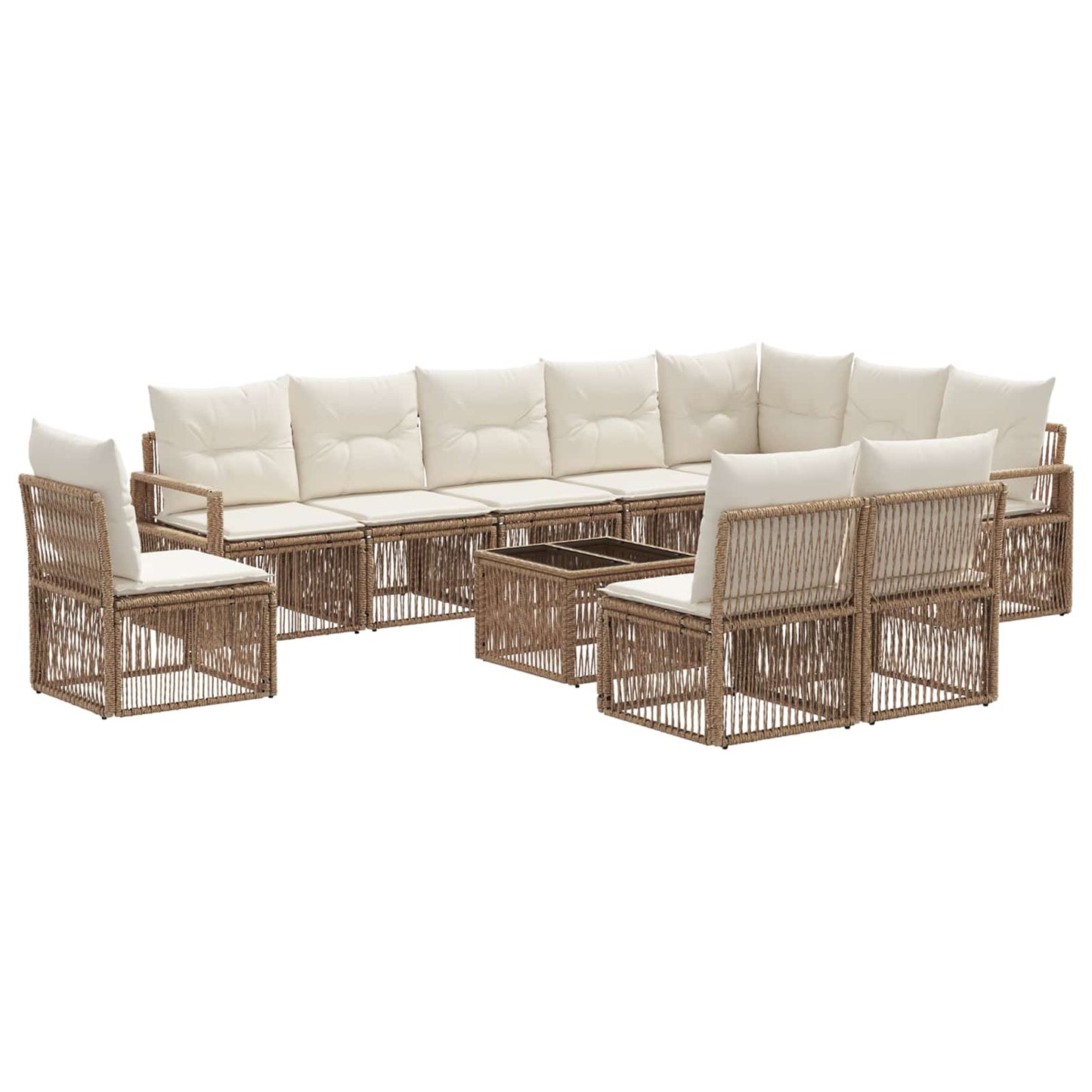 Tuinbankenset 11 pcs Beige poly rattan is nu te koop bij PeponiXL, paradijselijk wonen!