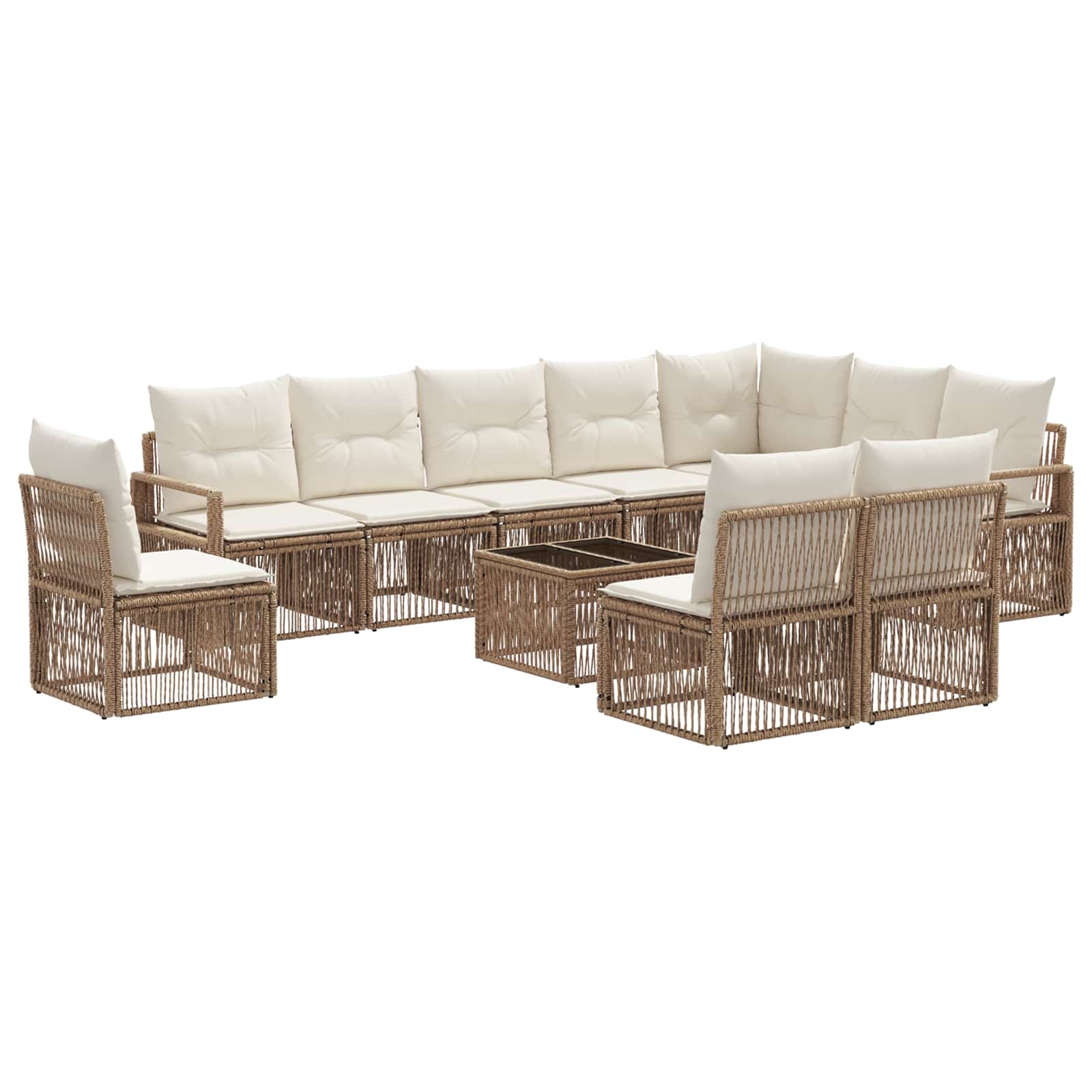 Tuinbankenset 11 pcs Beige poly rattan is nu te koop bij PeponiXL, paradijselijk wonen!