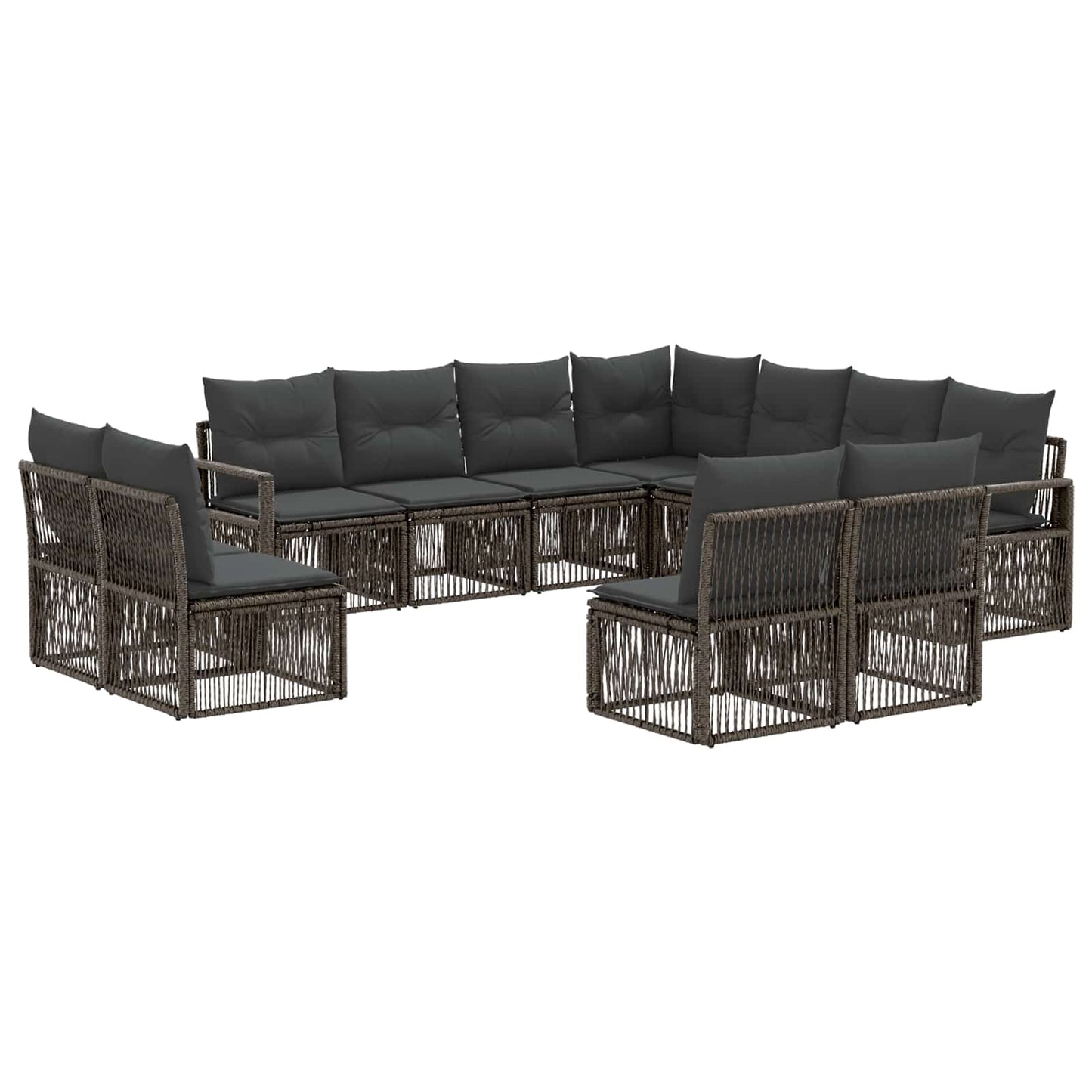 Tuinbankenset 11 pcs Grijs poly rattan is nu te koop bij PeponiXL, paradijselijk wonen!