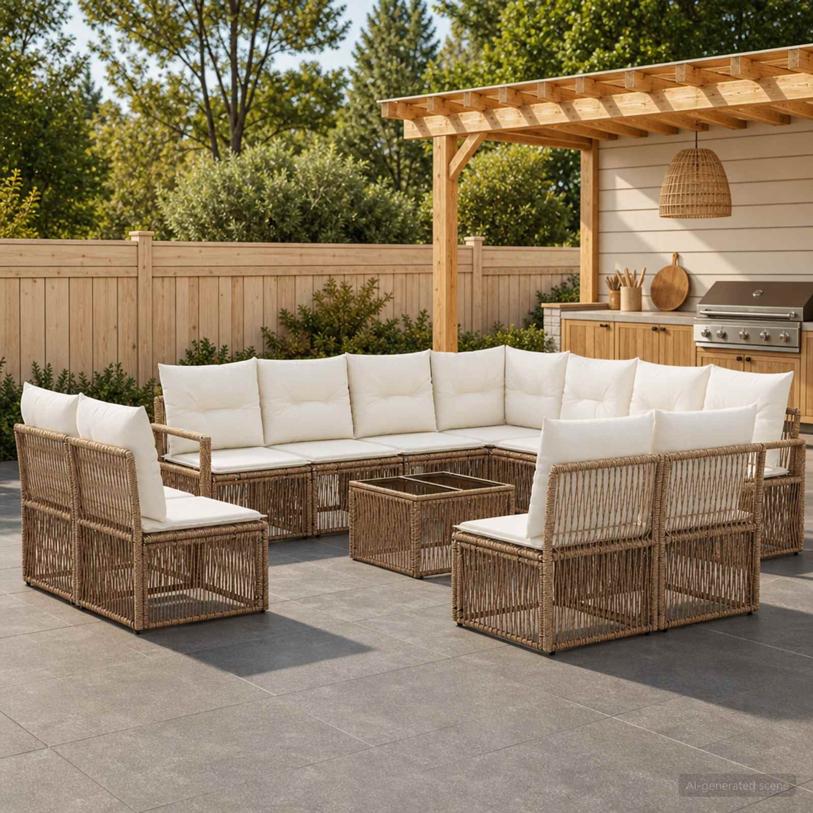 Tuinbankenset 12 pcs Beige poly rattan is nu te koop bij PeponiXL, paradijselijk wonen!