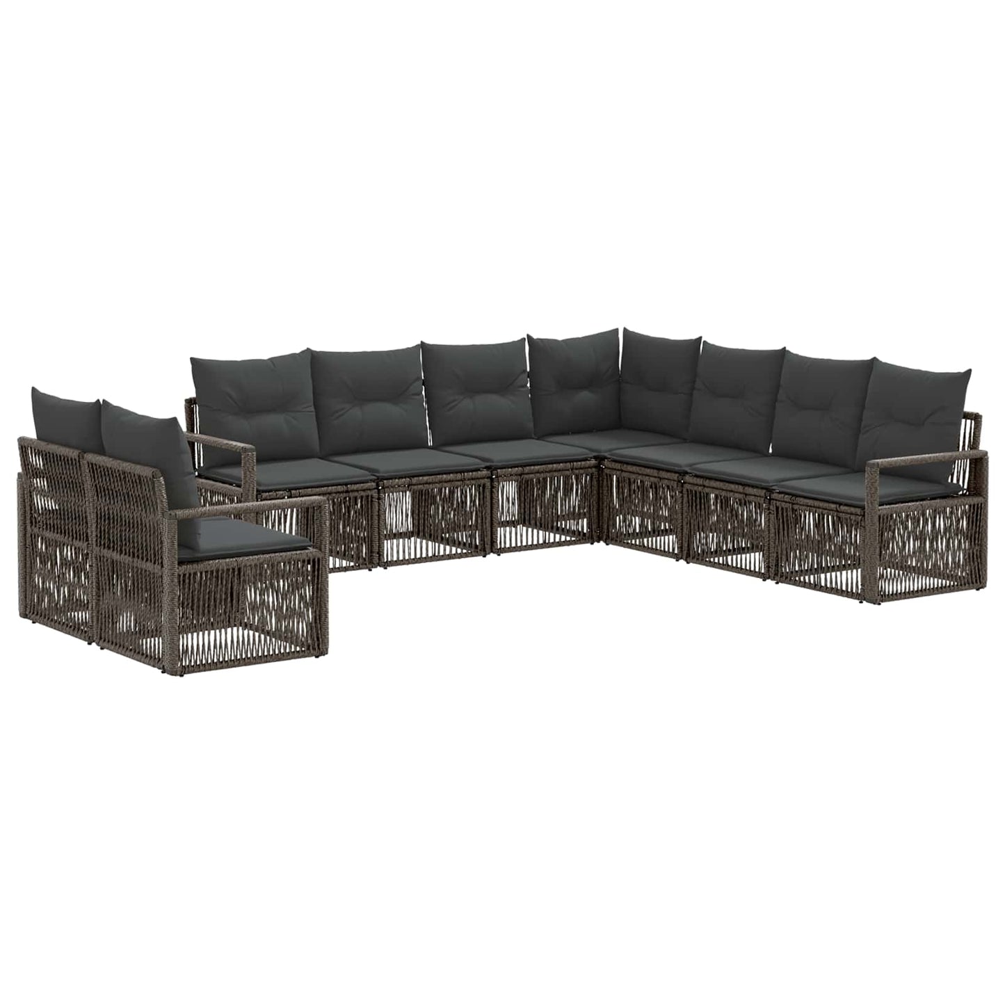Tuinbankenset 9 pcs Grijs poly rattan is nu te koop bij PeponiXL, paradijselijk wonen!