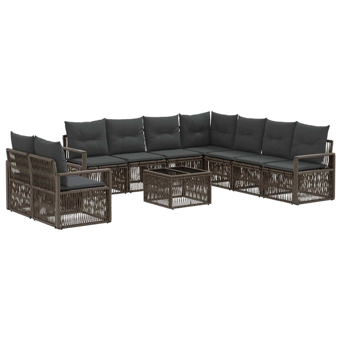 Tuinbankenset 10 pcs Grijs poly rattan is nu te koop bij PeponiXL, paradijselijk wonen!