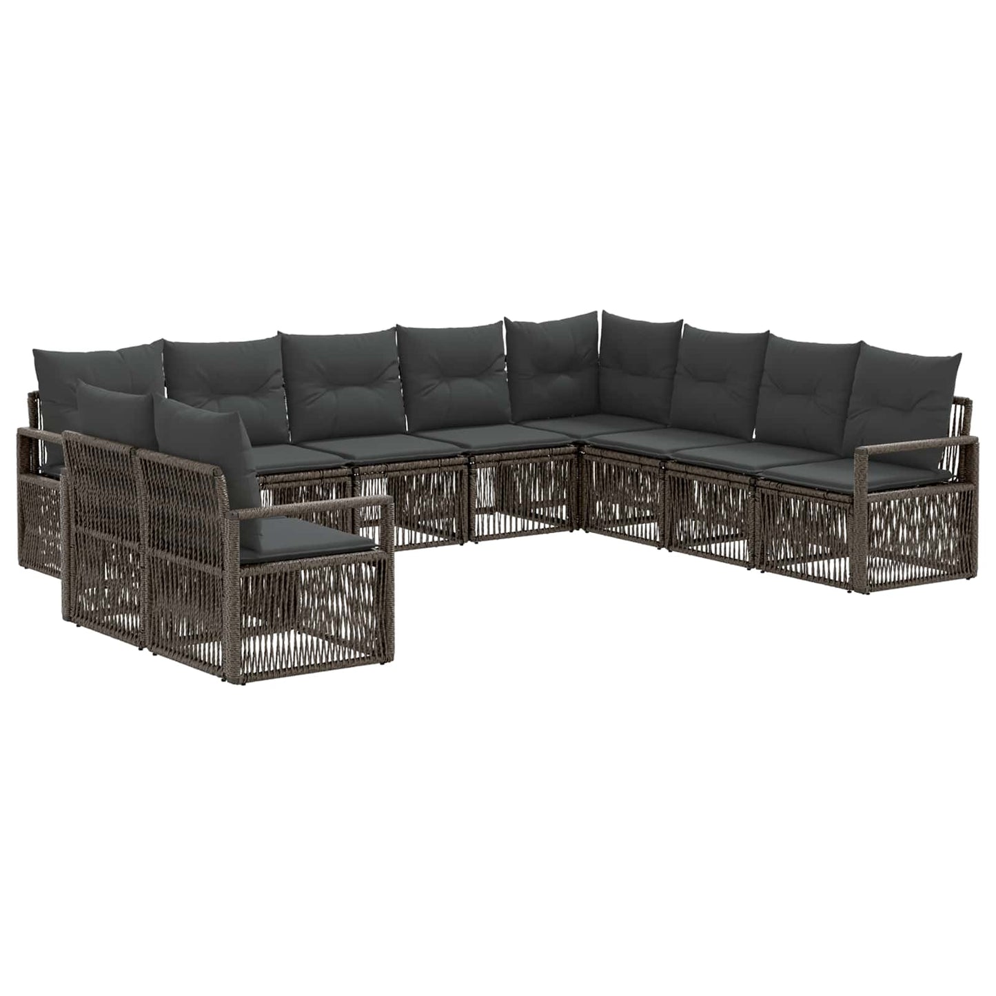 Tuinbankenset 10 pcs Grijs poly rattan is nu te koop bij PeponiXL, paradijselijk wonen!