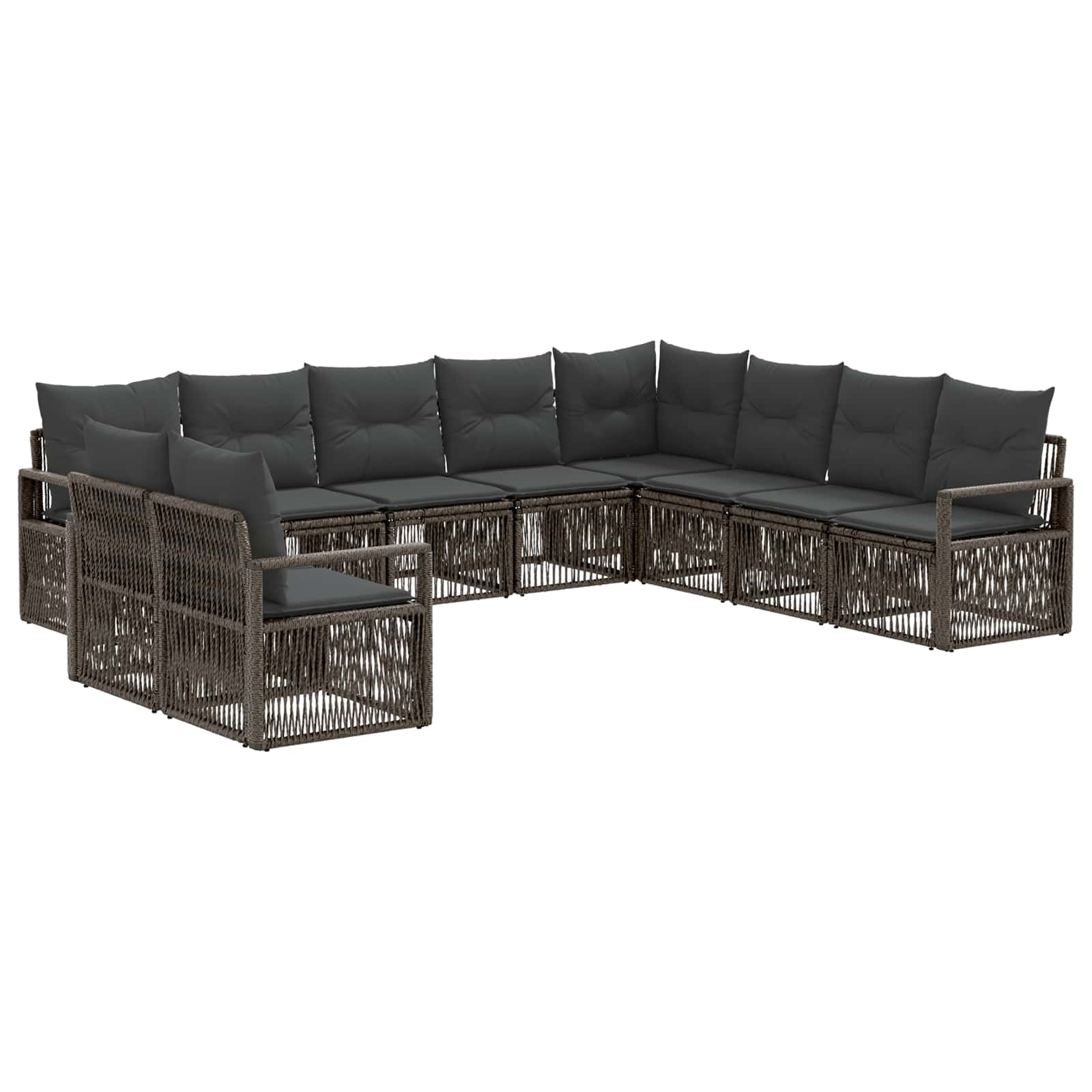 Tuinbankenset 10 pcs Grijs poly rattan is nu te koop bij PeponiXL, paradijselijk wonen!