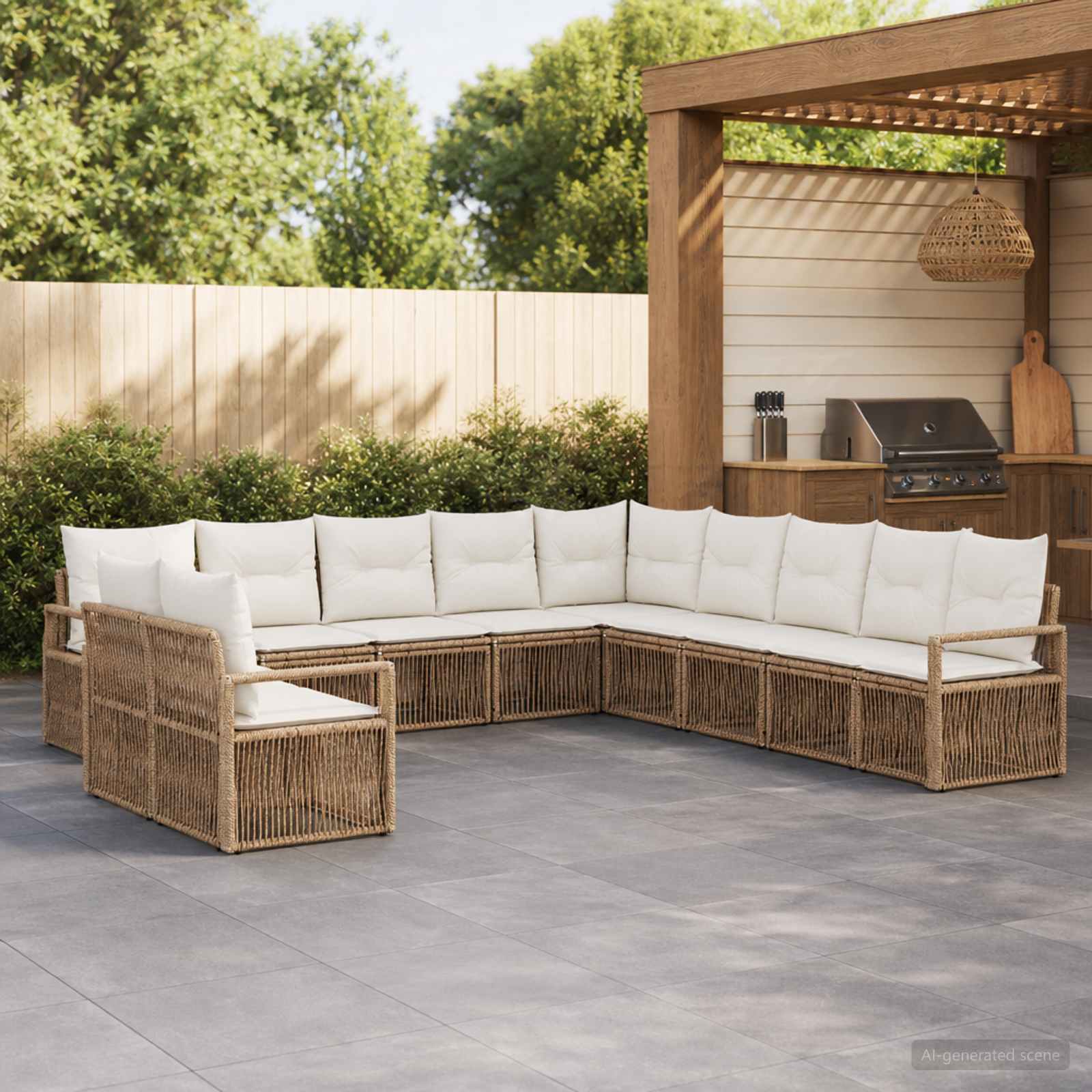 Tuinbankenset 11 pcs Beige poly rattan is nu te koop bij PeponiXL, paradijselijk wonen!