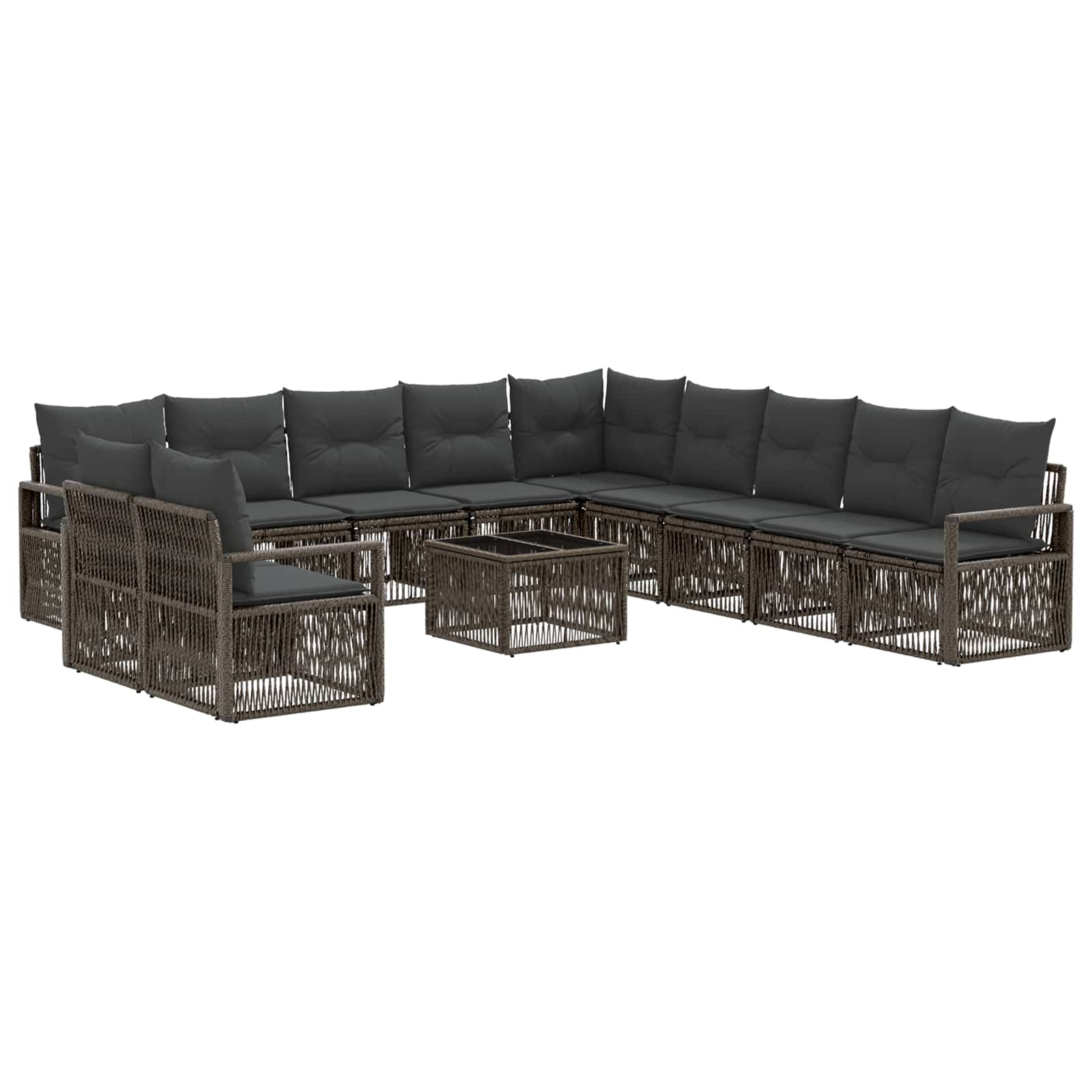 Tuinbankenset 12 pcs Grijs poly rattan is nu te koop bij PeponiXL, paradijselijk wonen!