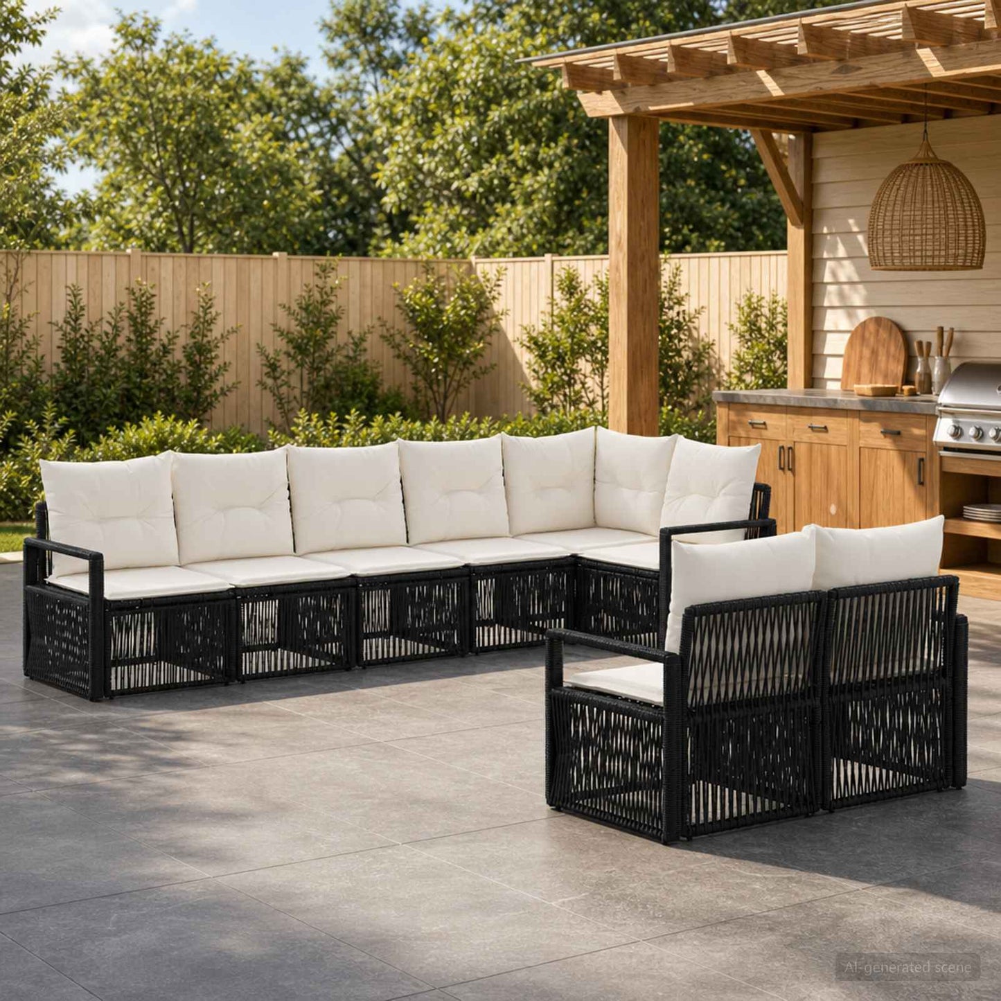 Tuinbankenset 8 pcs Zwart poly rattan is nu te koop bij PeponiXL, paradijselijk wonen!