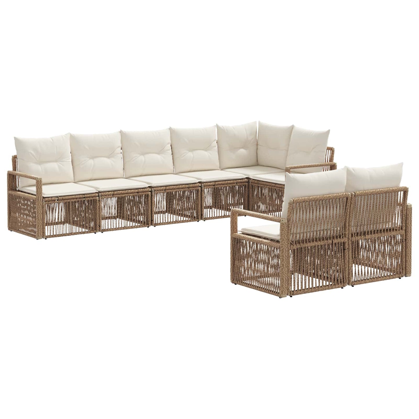 Tuinbankenset 8 pcs Beige poly rattan