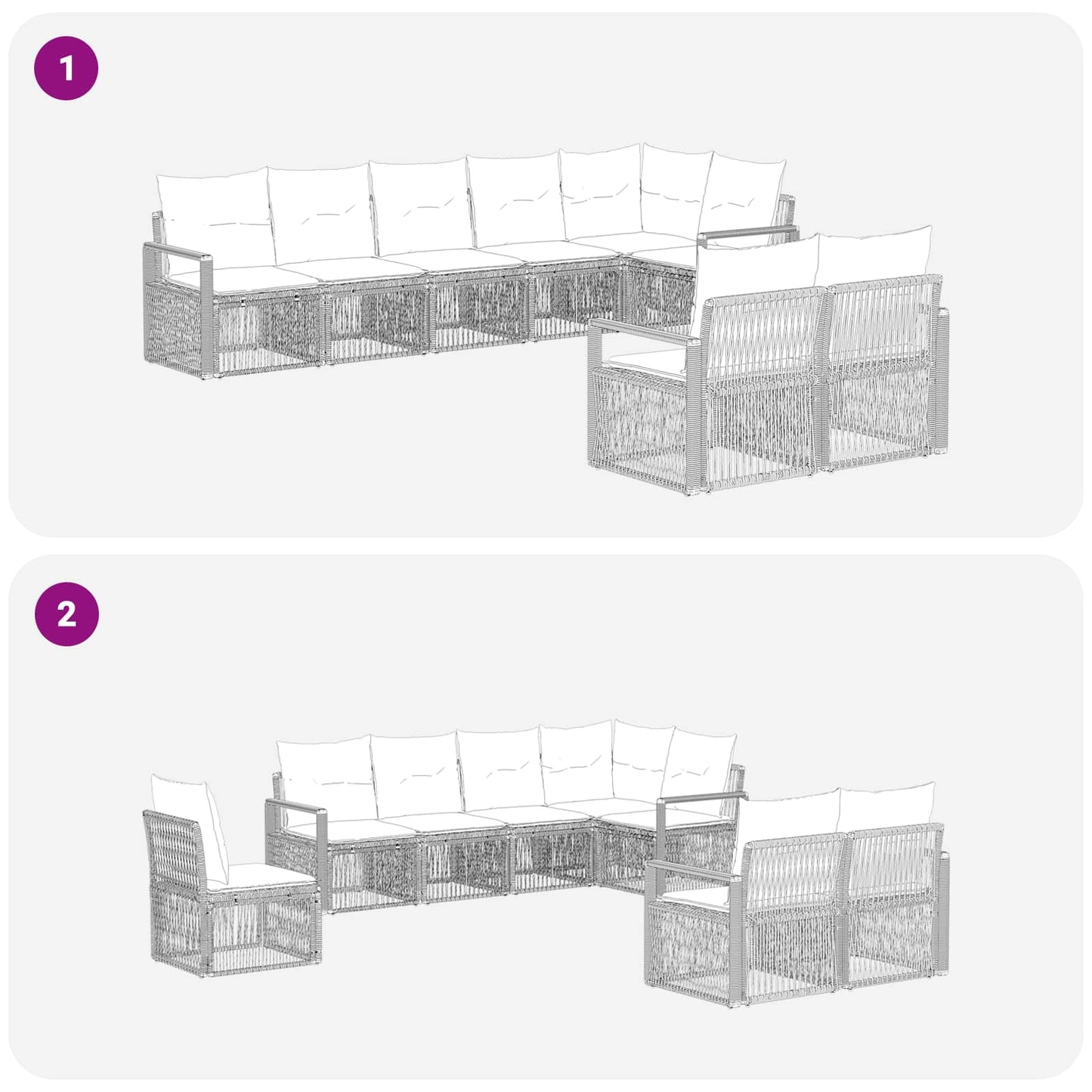 Tuinbankenset 8 pcs Beige poly rattan