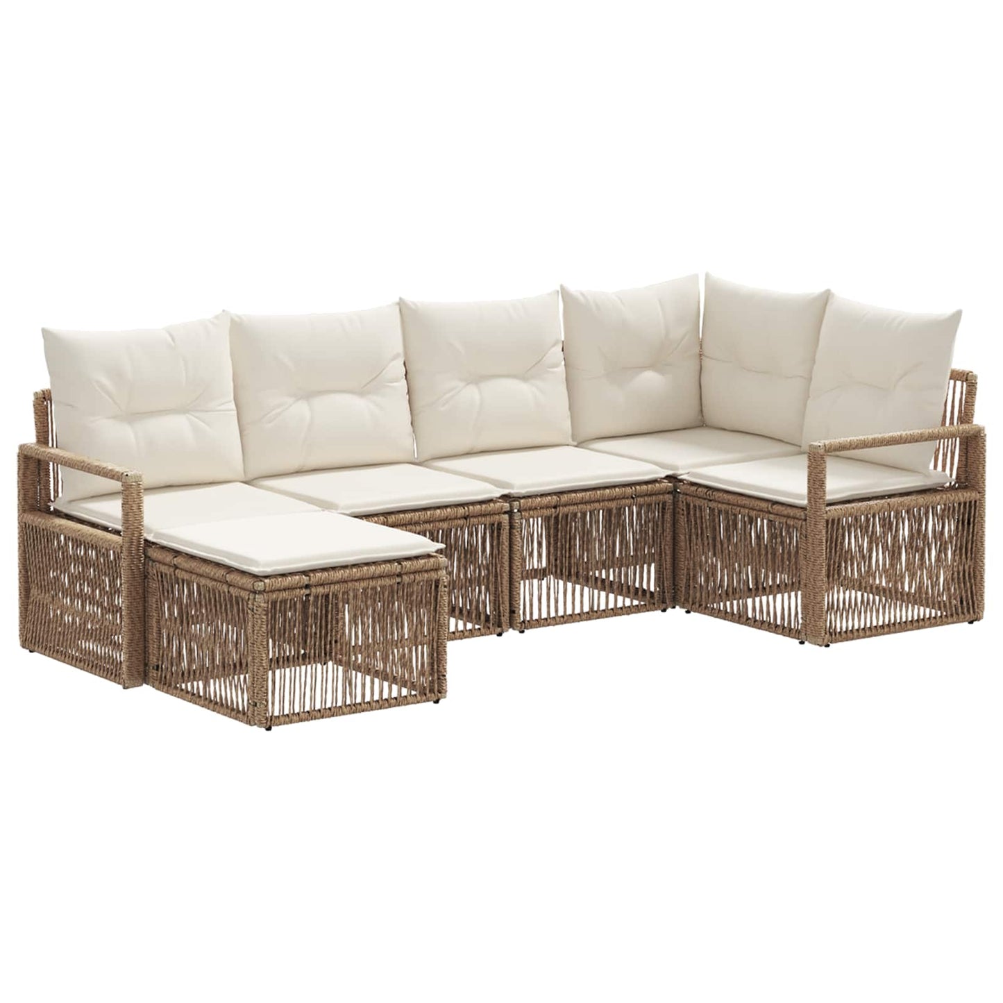 Tuinbankenset 6 pcs Beige poly rattan