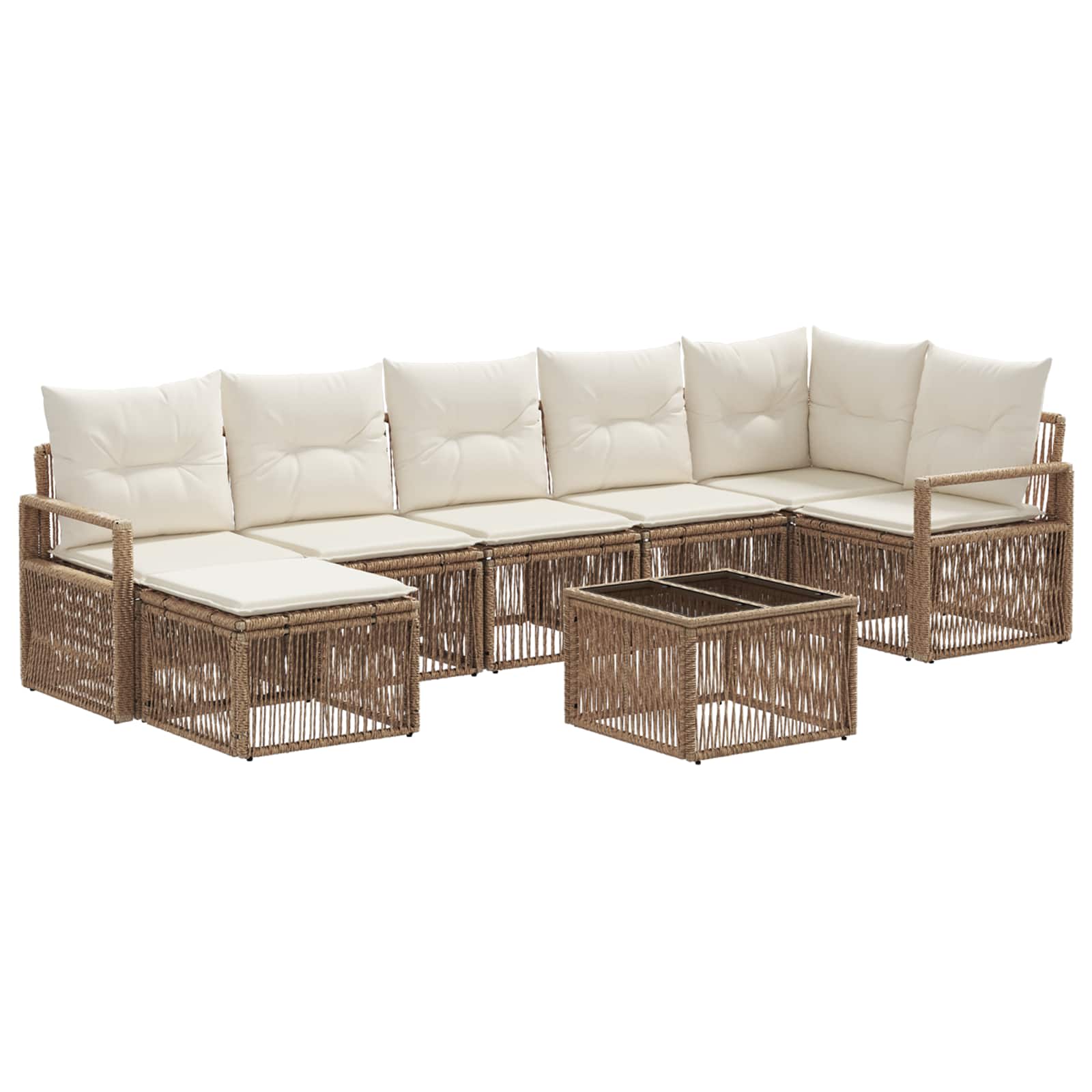 Tuinbankenset 8 pcs Beige poly rattan is nu te koop bij PeponiXL, paradijselijk wonen!