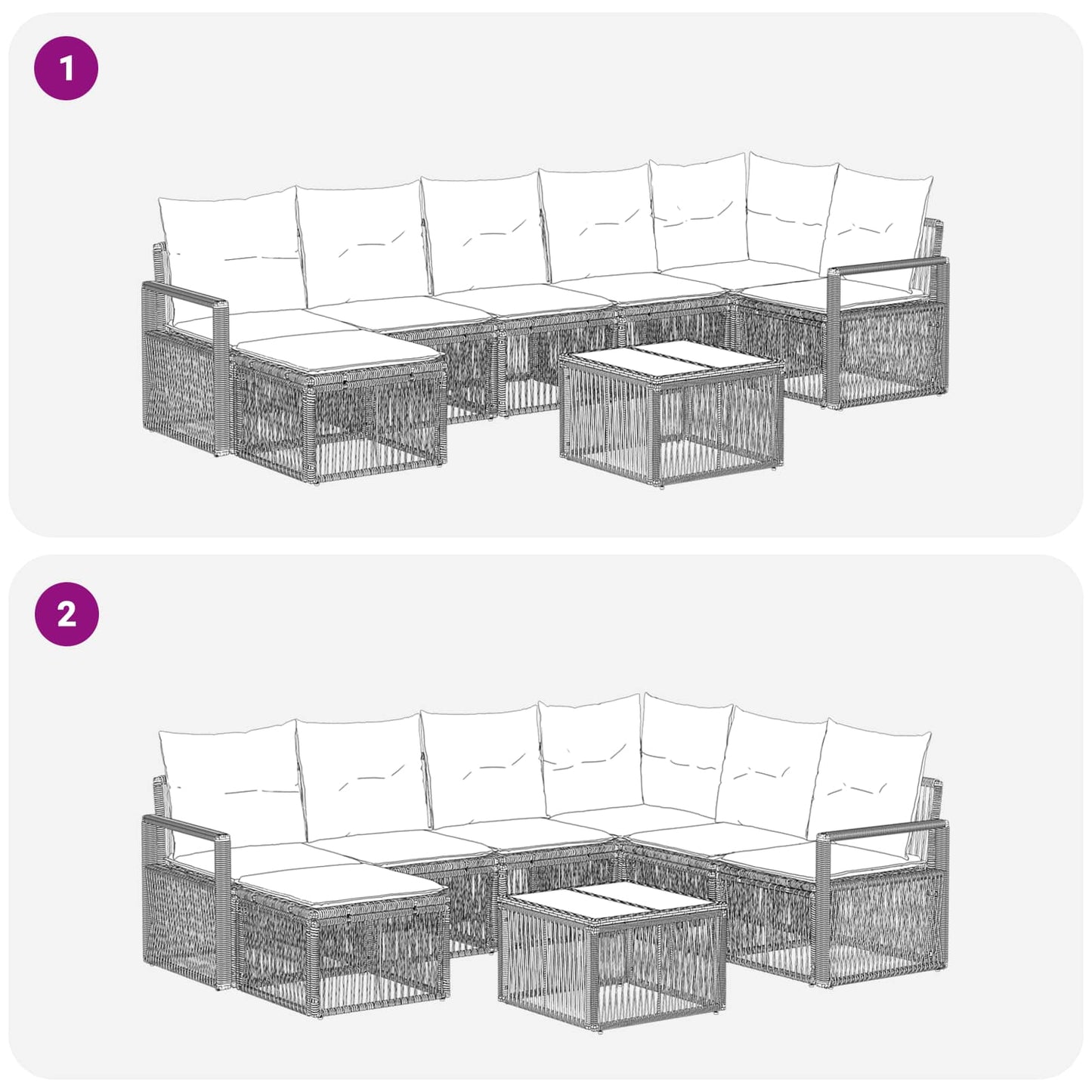 Tuinbankenset 8 pcs Beige poly rattan is nu te koop bij PeponiXL, paradijselijk wonen!