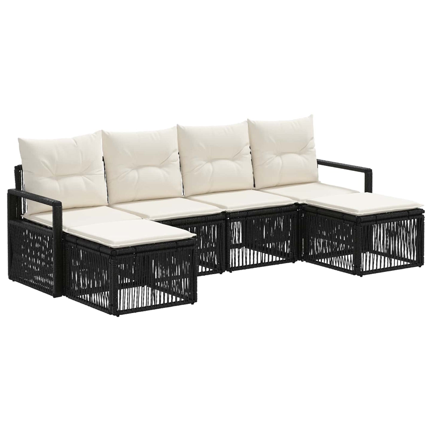Tuinbankenset 6 pcs Zwart poly rattan is nu te koop bij PeponiXL, paradijselijk wonen!