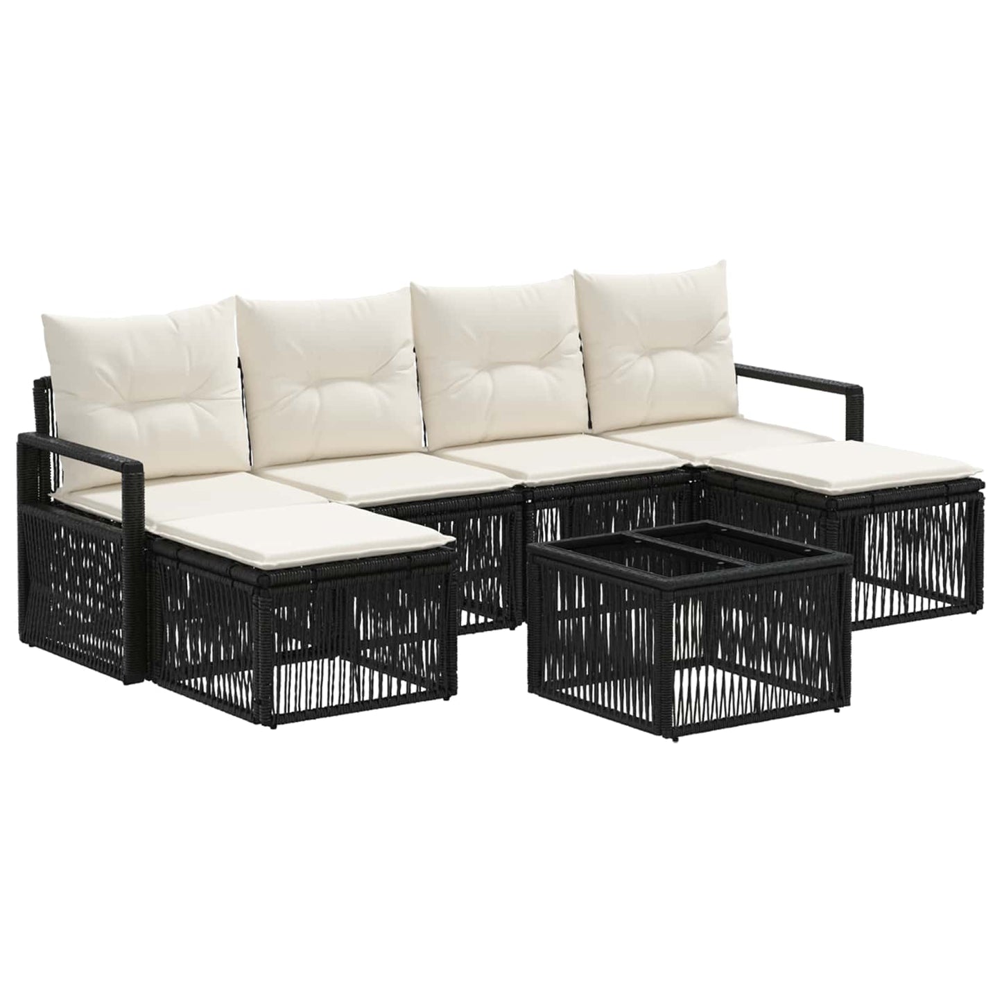Tuinbankenset 7 pcs Zwart poly rattan is nu te koop bij PeponiXL, paradijselijk wonen!