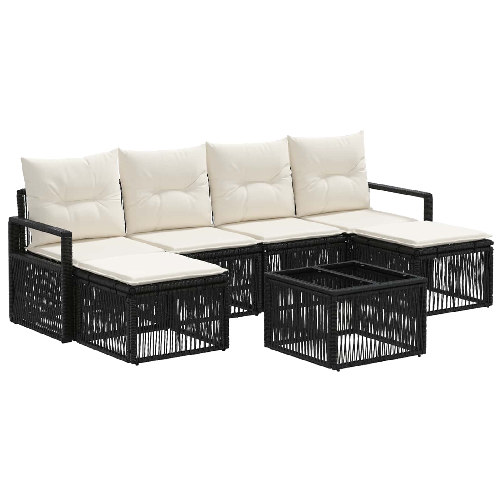 Tuinbankenset 7 pcs Zwart poly rattan is nu te koop bij PeponiXL, paradijselijk wonen!