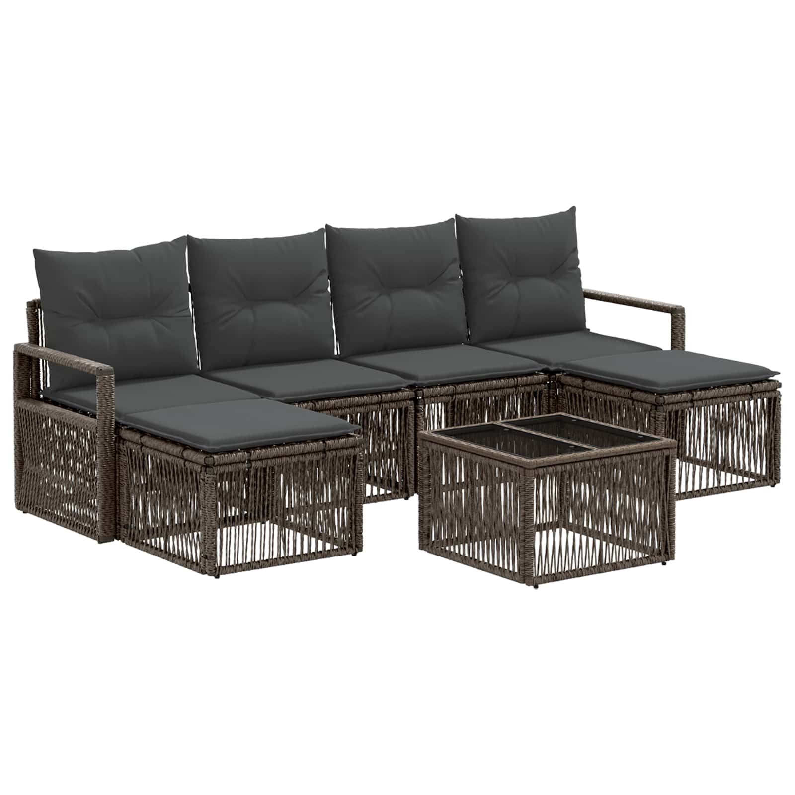 Tuinbankenset 7 pcs Grijs poly rattan is nu te koop bij PeponiXL, paradijselijk wonen!