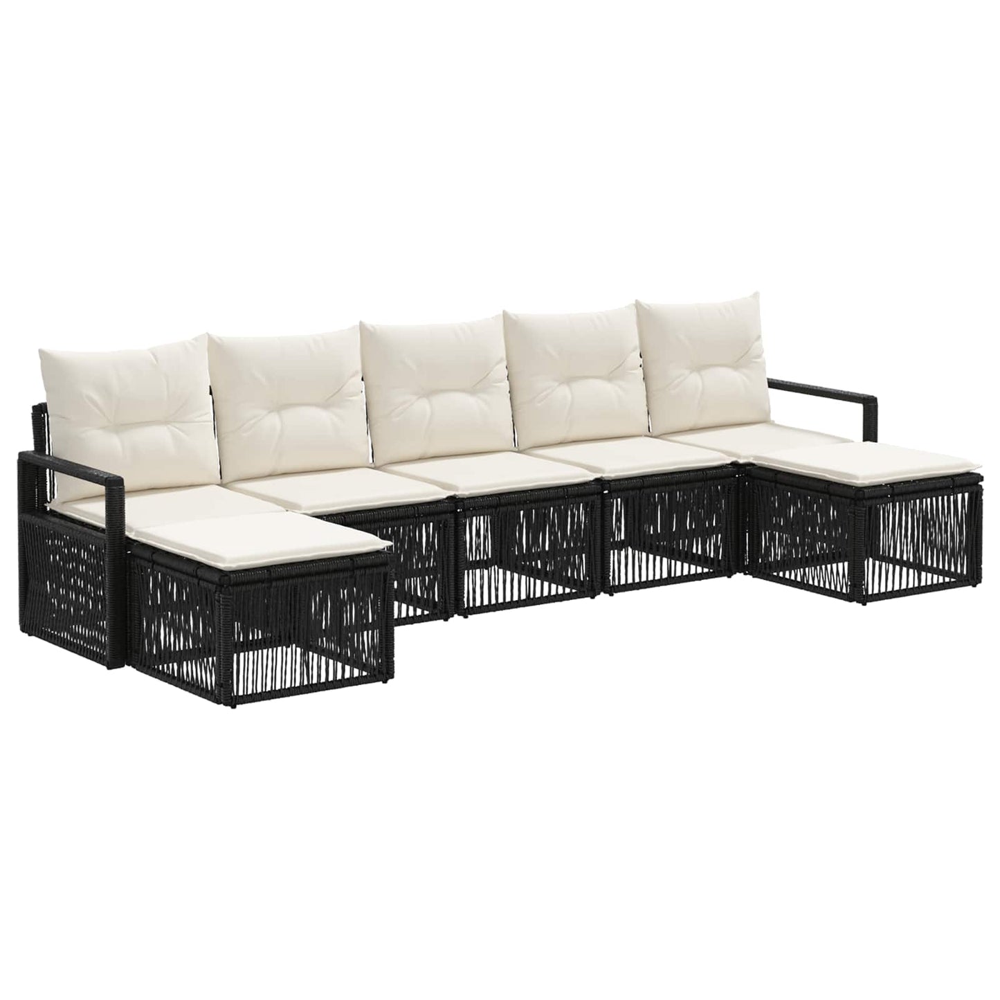 Tuinbankenset 7 pcs Zwart poly rattan is nu te koop bij PeponiXL, paradijselijk wonen!