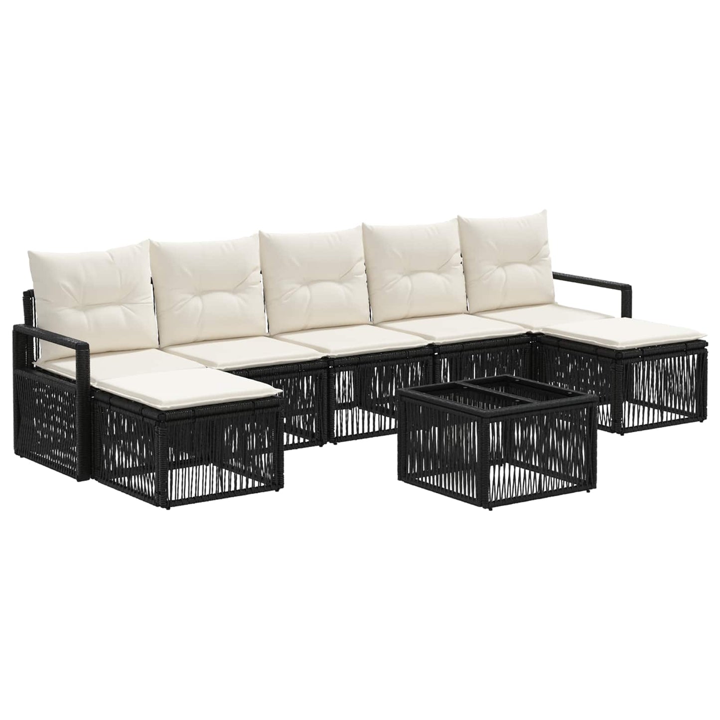 Tuinbankenset 8 pcs Zwart poly rattan is nu te koop bij PeponiXL, paradijselijk wonen!