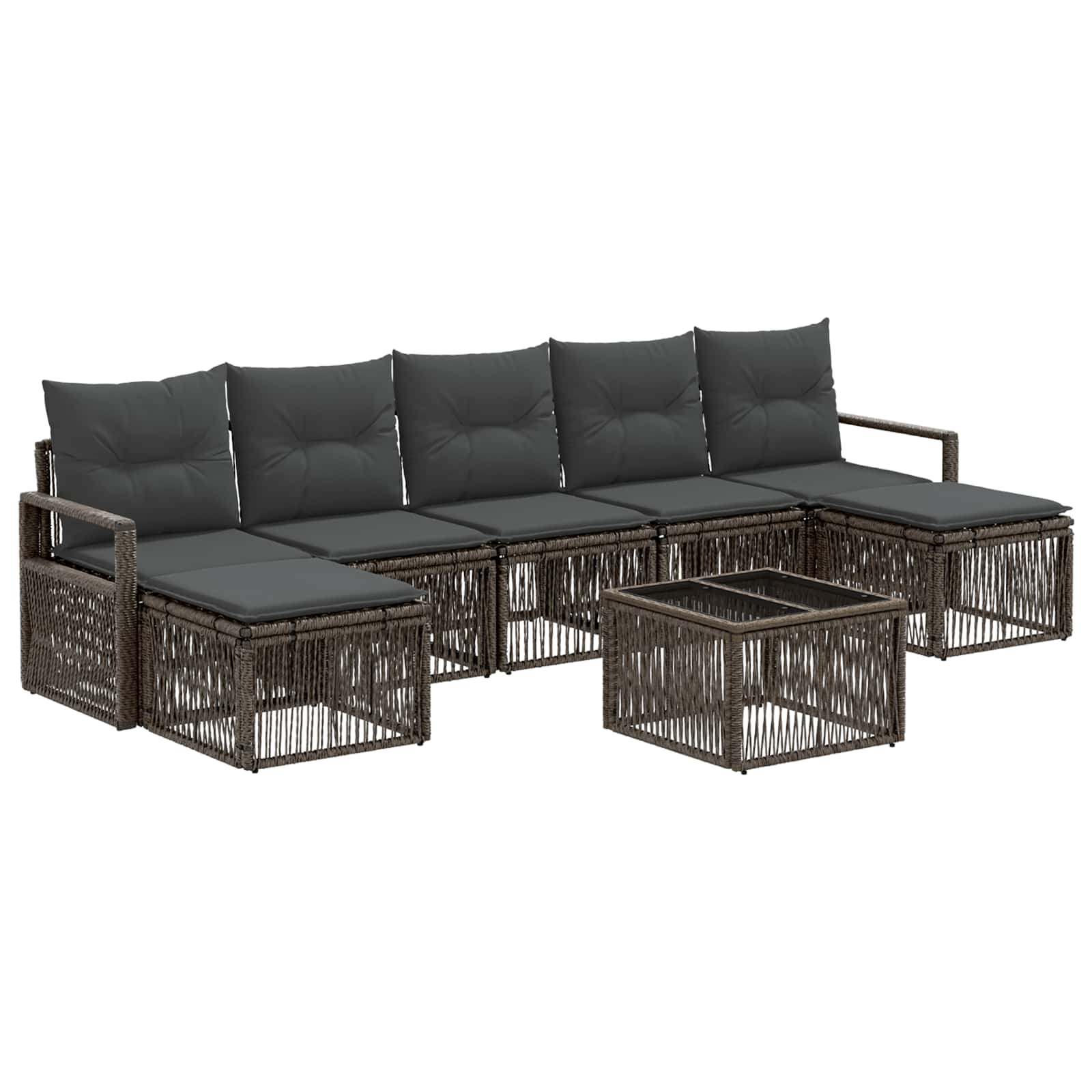 Tuinbankenset 8 pcs Grijs poly rattan is nu te koop bij PeponiXL, paradijselijk wonen!