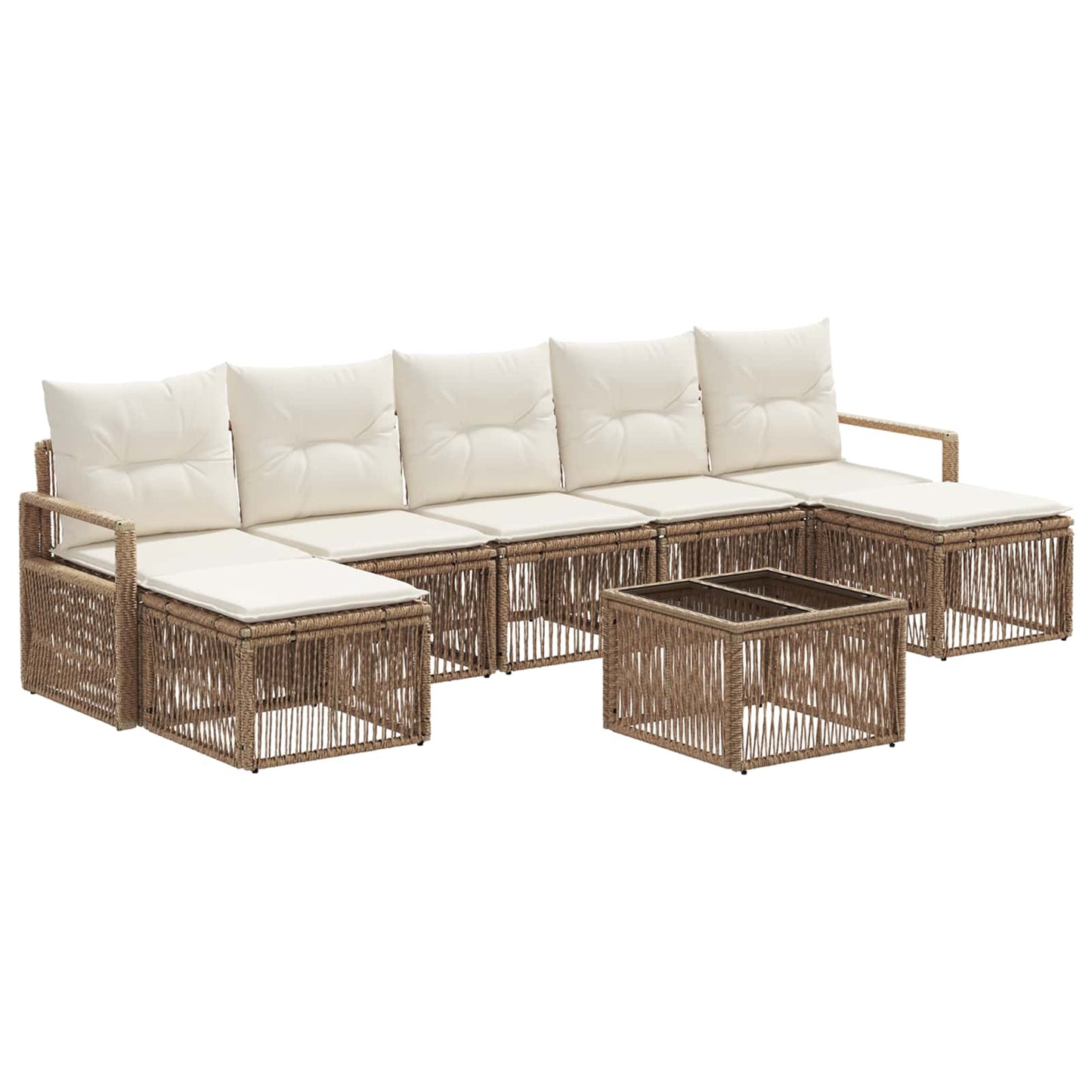 Tuinbankenset 8 pcs Beige poly rattan is nu te koop bij PeponiXL, paradijselijk wonen!