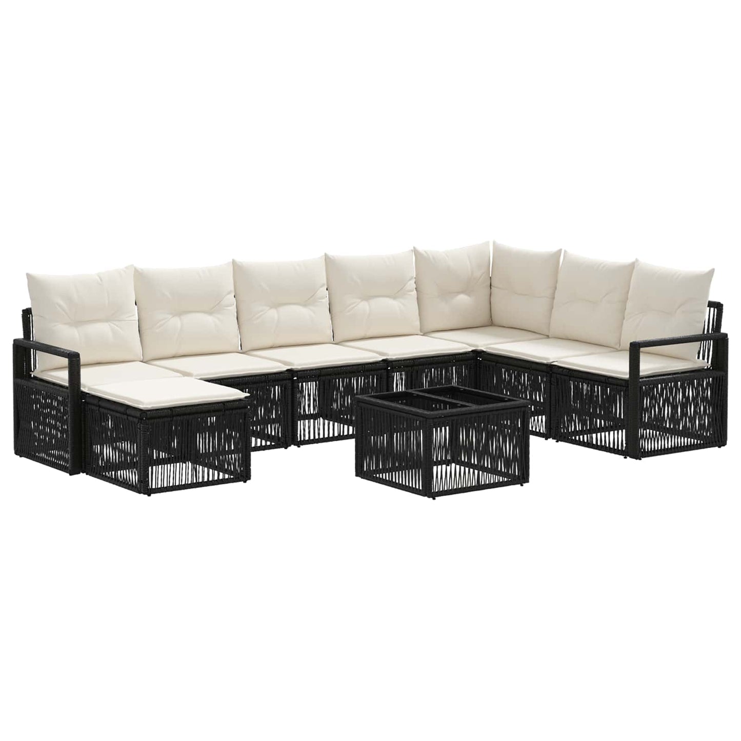 Tuinbankenset 9 pcs Zwart poly rattan is nu te koop bij PeponiXL, paradijselijk wonen!