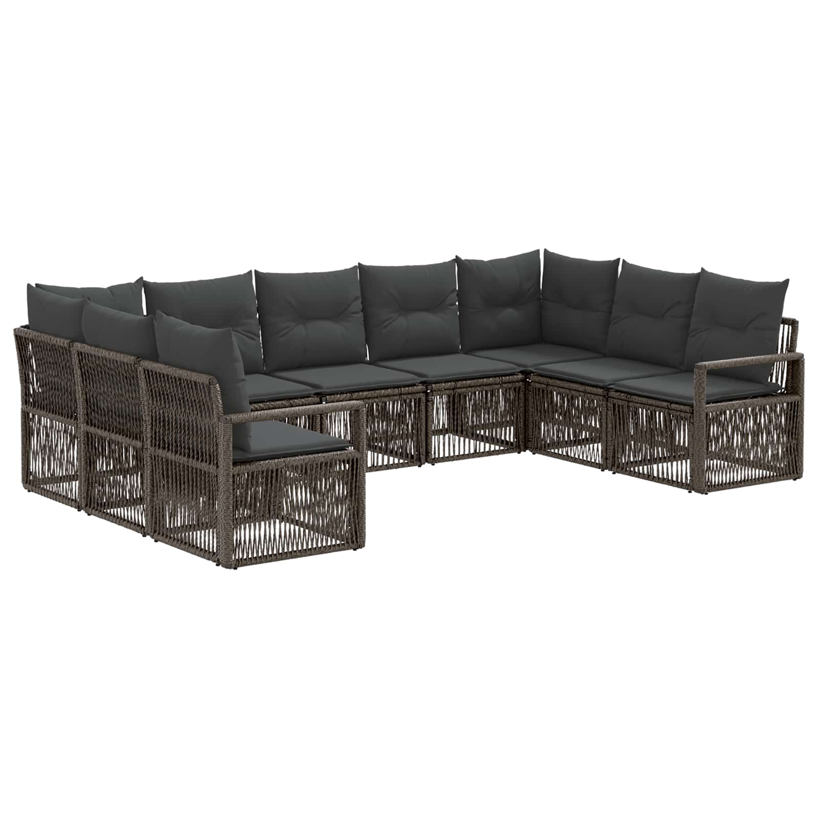 Tuinbankenset 9 pcs Grijs poly rattan is nu te koop bij PeponiXL, paradijselijk wonen!