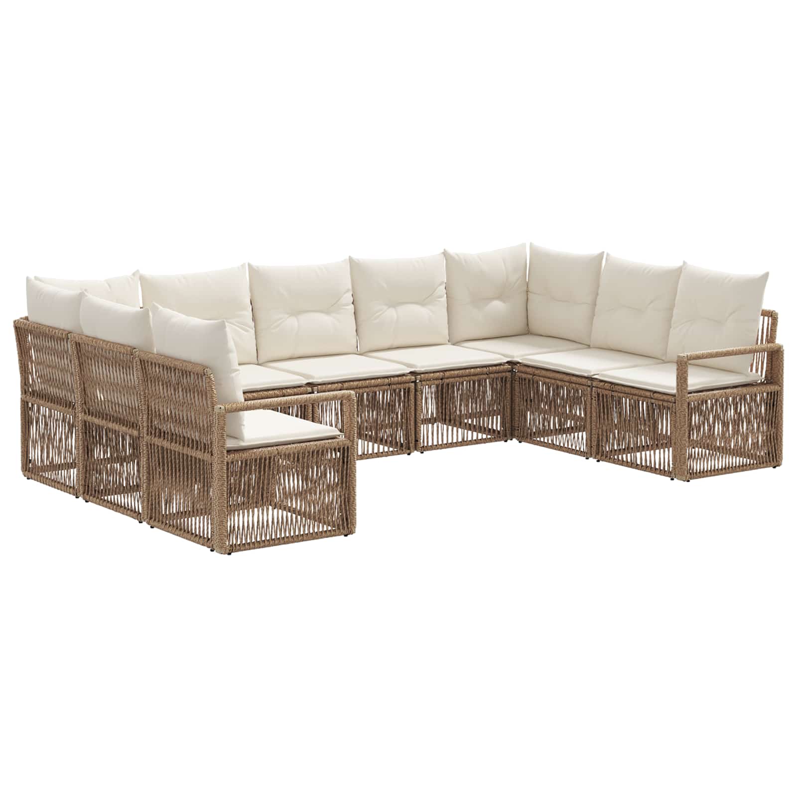 Tuinbankenset 9 pcs Beige poly rattan is nu te koop bij PeponiXL, paradijselijk wonen!