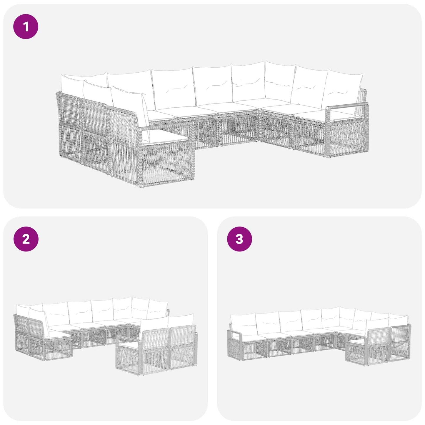 Tuinbankenset 9 pcs Beige poly rattan is nu te koop bij PeponiXL, paradijselijk wonen!