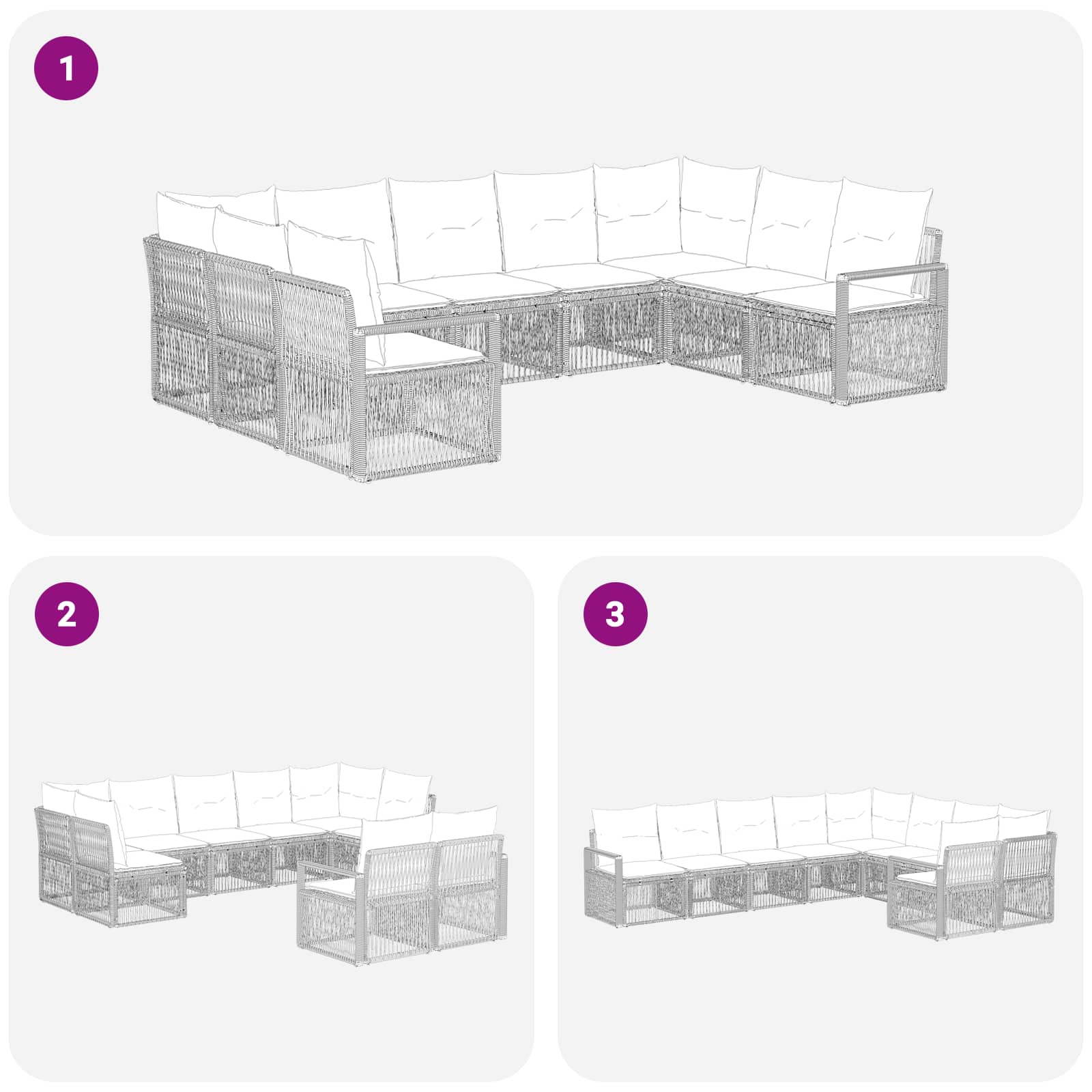 Tuinbankenset 9 pcs Beige poly rattan is nu te koop bij PeponiXL, paradijselijk wonen!