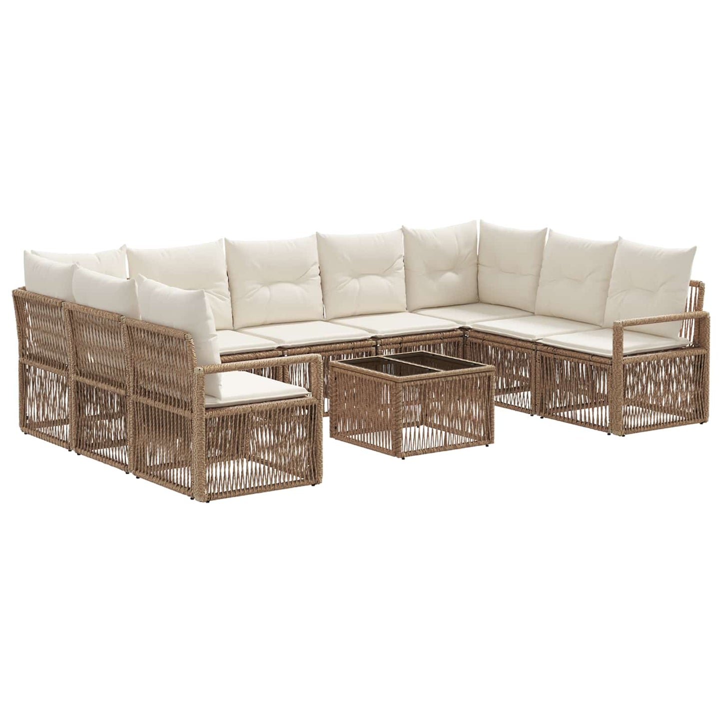 Tuinbankenset 10 pcs Beige poly rattan is nu te koop bij PeponiXL, paradijselijk wonen!