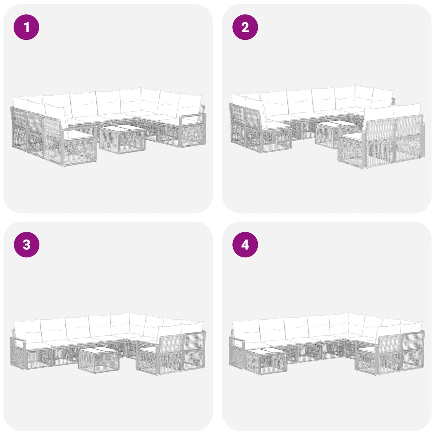 Tuinbankenset 10 pcs Beige poly rattan is nu te koop bij PeponiXL, paradijselijk wonen!