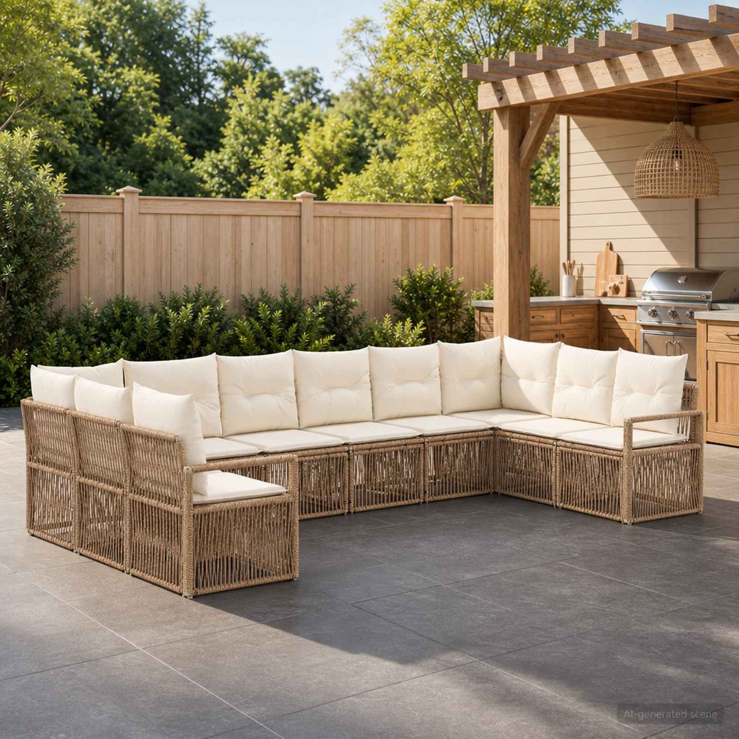 Tuinbankenset 10 pcs Beige poly rattan is nu te koop bij PeponiXL, paradijselijk wonen!