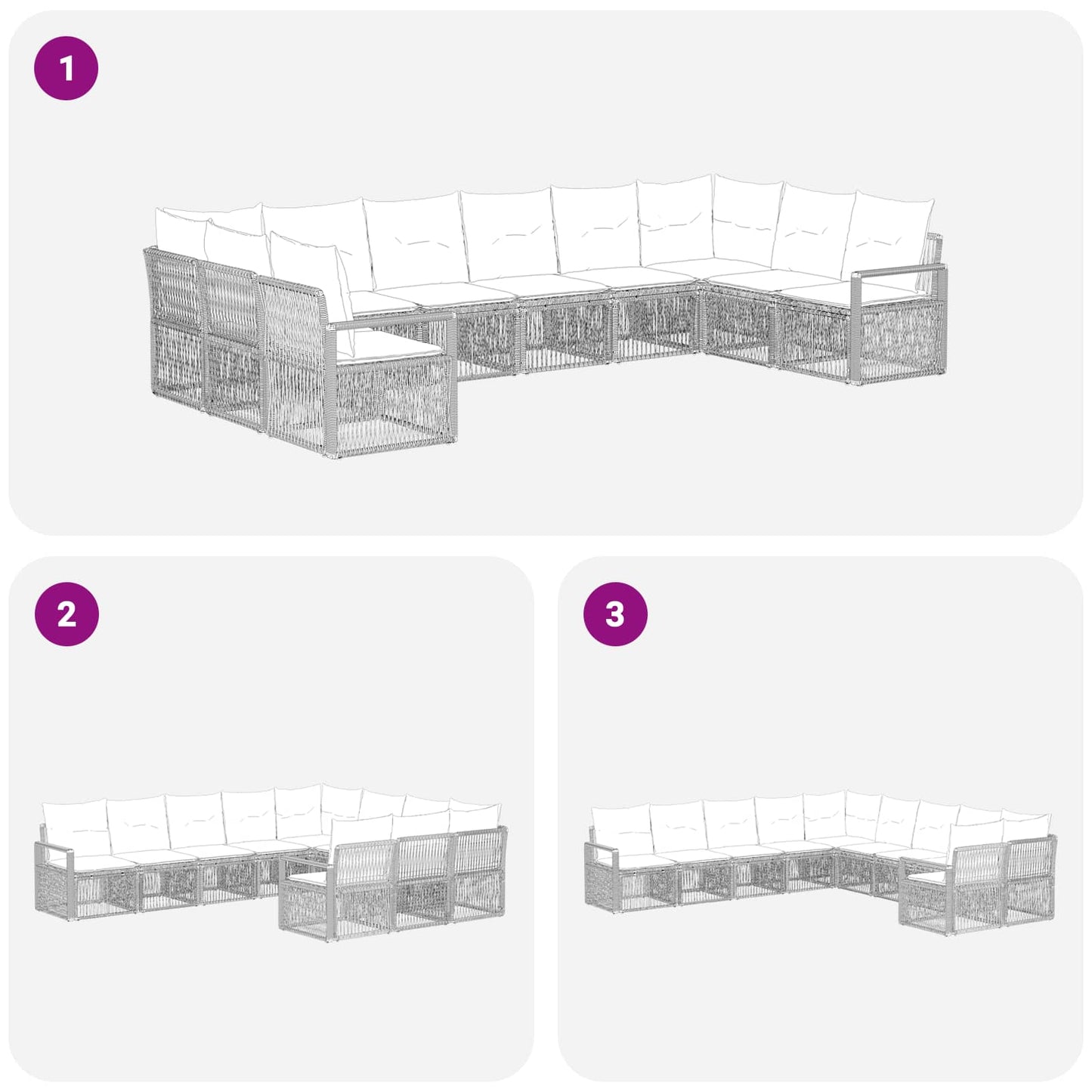 Tuinbankenset 10 pcs Beige poly rattan is nu te koop bij PeponiXL, paradijselijk wonen!