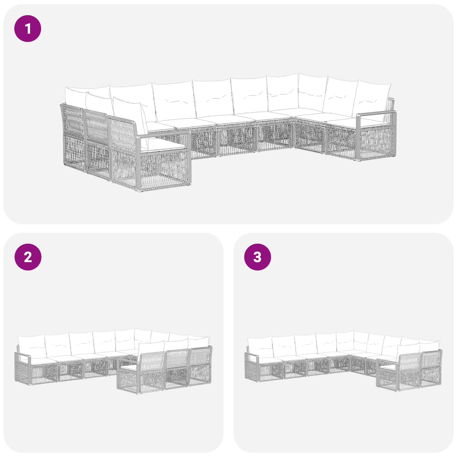 Tuinbankenset 10 pcs Beige poly rattan is nu te koop bij PeponiXL, paradijselijk wonen!