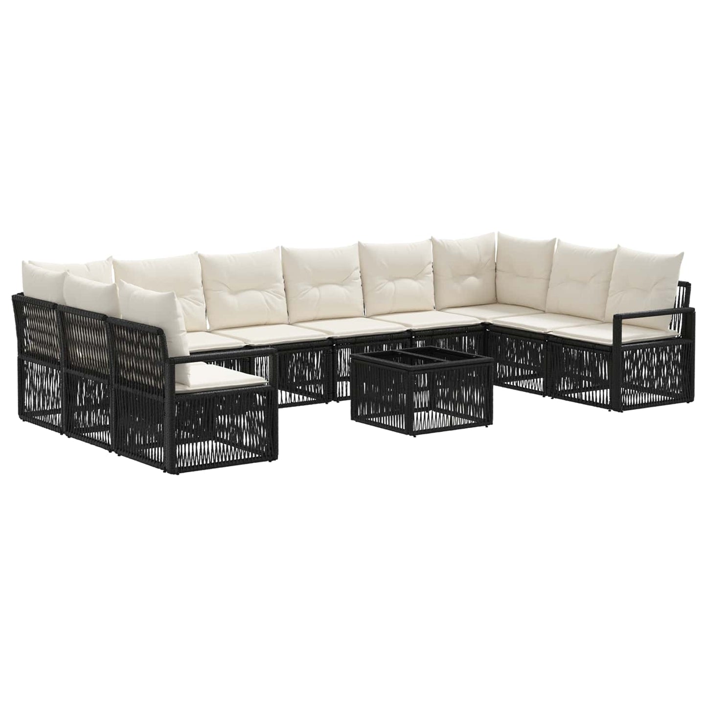 Tuinbankenset 11 pcs Zwart poly rattan is nu te koop bij PeponiXL, paradijselijk wonen!