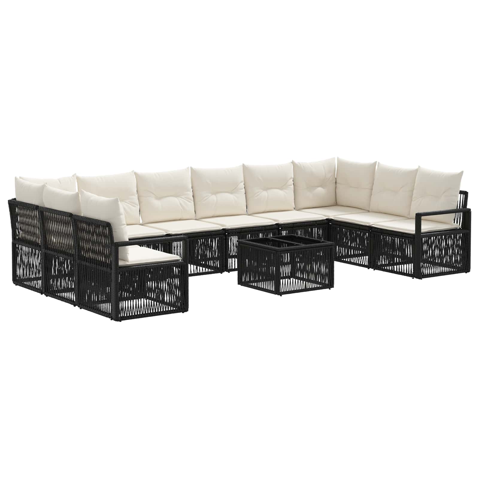 Tuinbankenset 11 pcs Zwart poly rattan is nu te koop bij PeponiXL, paradijselijk wonen!