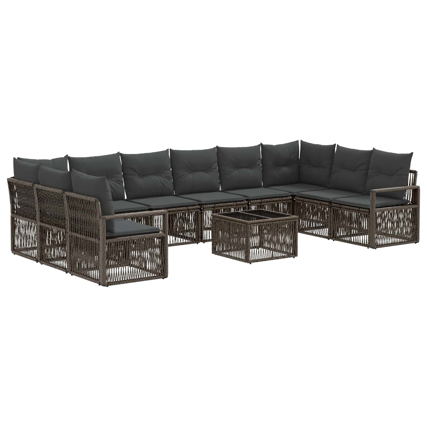 Tuinbankenset 11 pcs Grijs poly rattan is nu te koop bij PeponiXL, paradijselijk wonen!