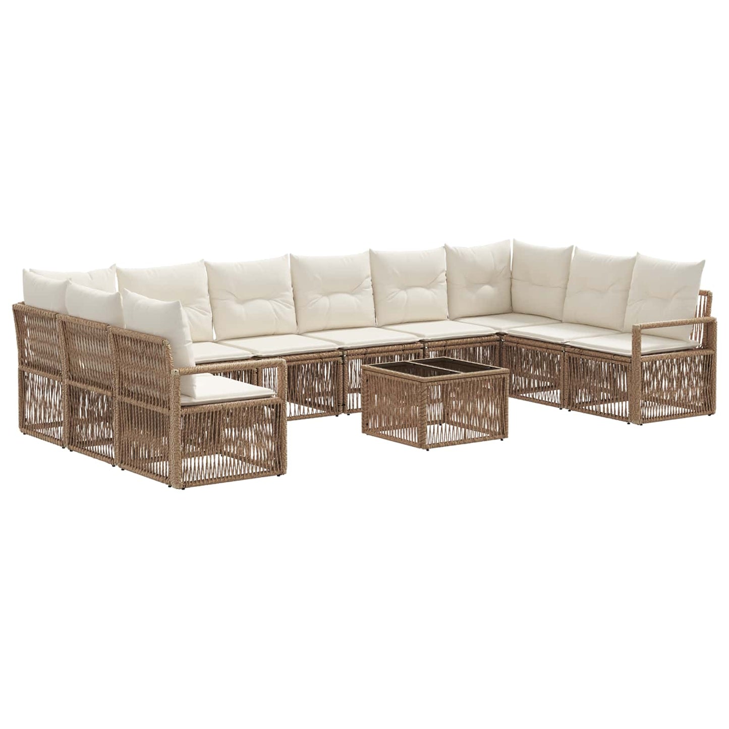 Tuinbankenset 11 pcs Beige poly rattan is nu te koop bij PeponiXL, paradijselijk wonen!