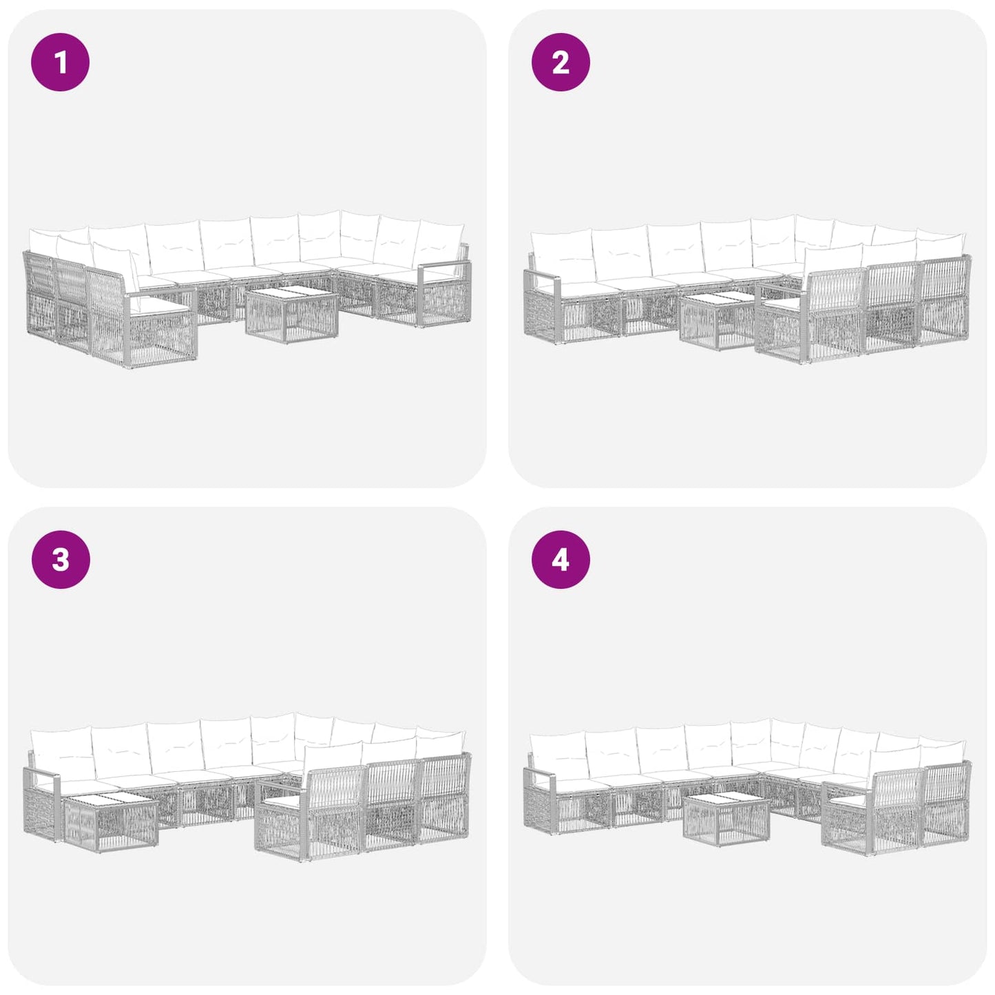 Tuinbankenset 11 pcs Beige poly rattan is nu te koop bij PeponiXL, paradijselijk wonen!