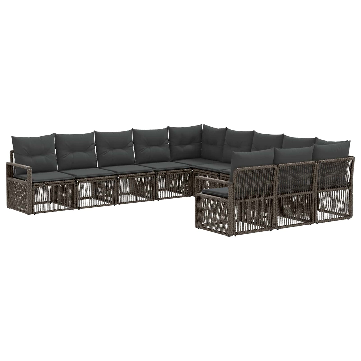 Tuinbankenset 11 pcs Grijs poly rattan is nu te koop bij PeponiXL, paradijselijk wonen!