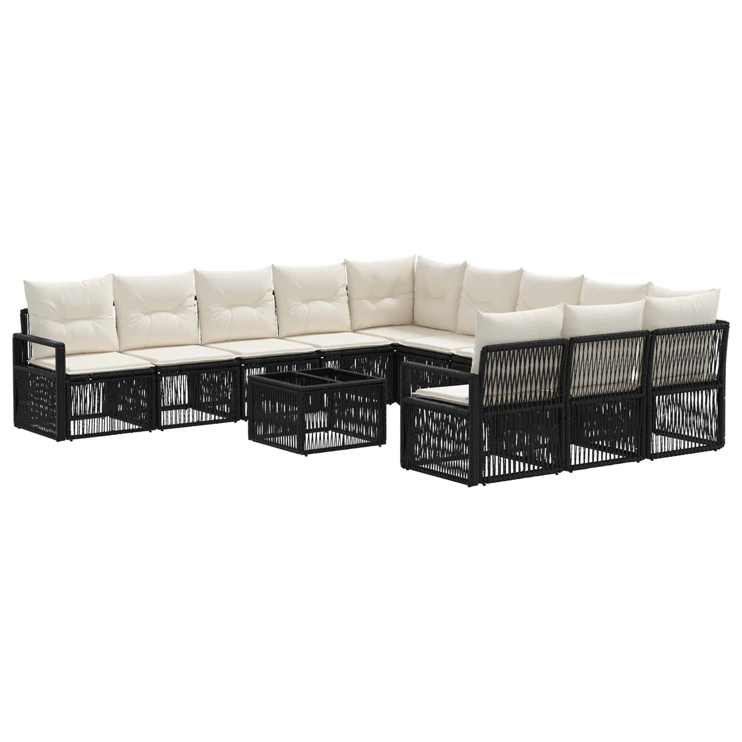 Tuinbankenset 12 pcs Zwart poly rattan is nu te koop bij PeponiXL, paradijselijk wonen!