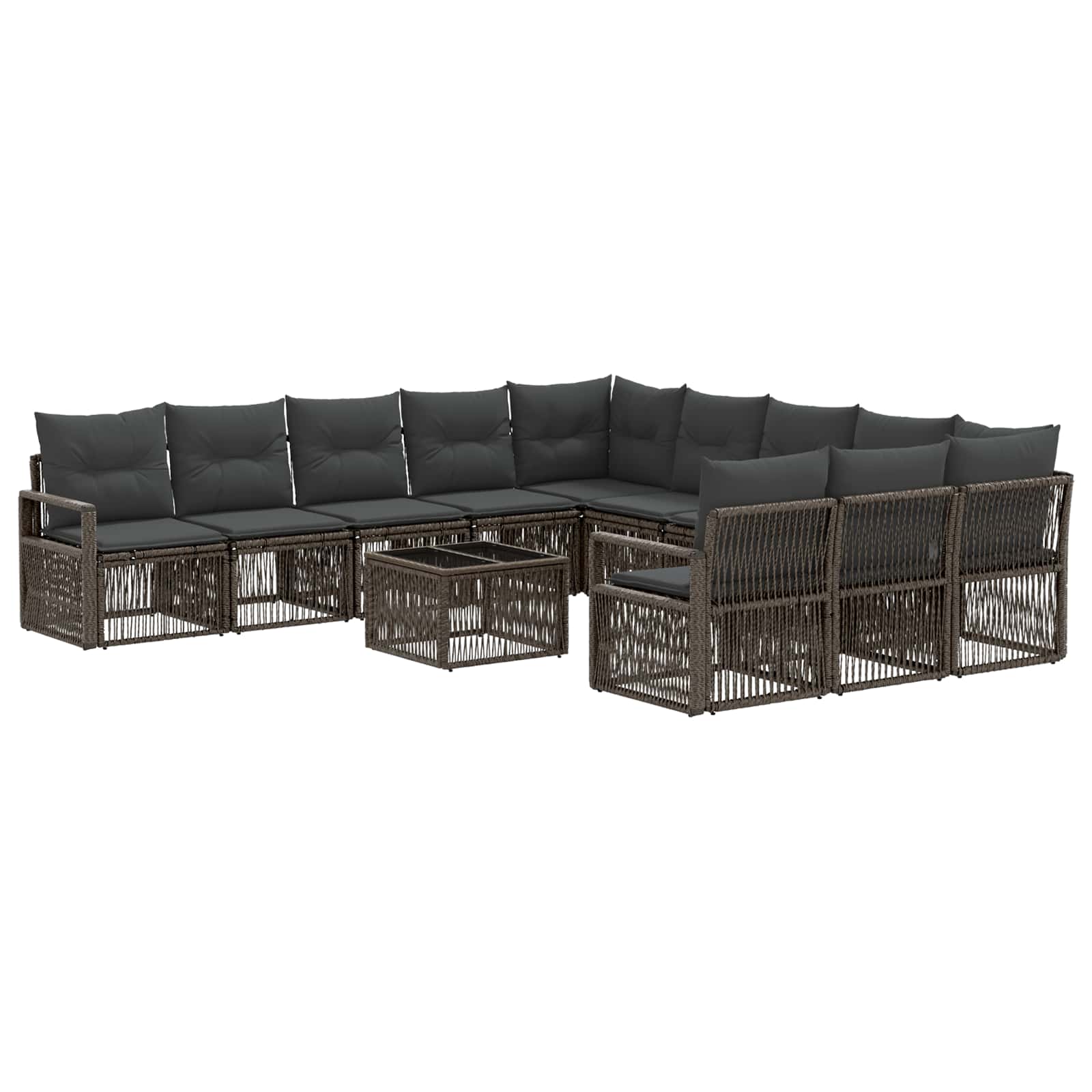 Tuinbankenset 12 pcs Grijs poly rattan is nu te koop bij PeponiXL, paradijselijk wonen!