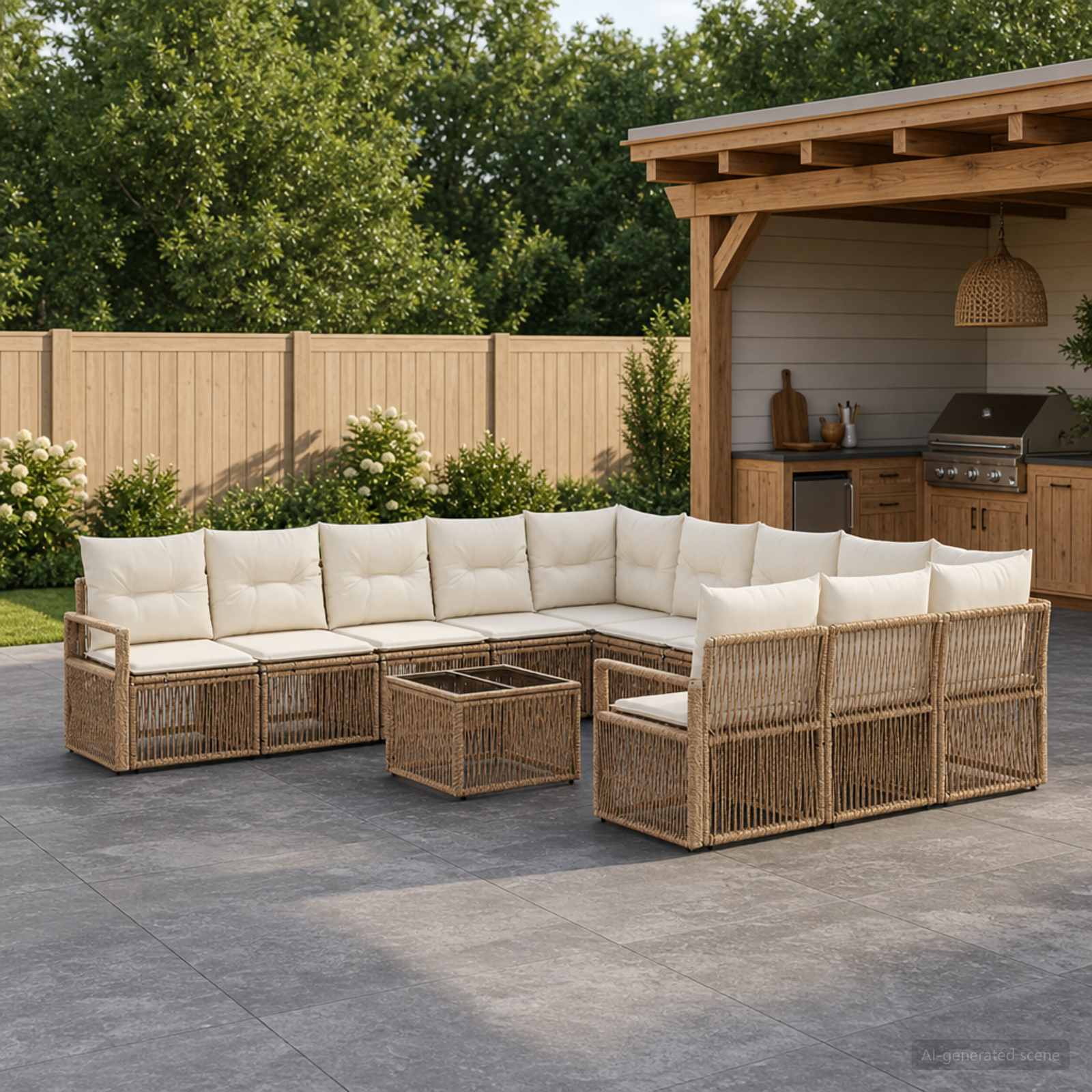 Tuinbankenset 12 pcs Beige poly rattan is nu te koop bij PeponiXL, paradijselijk wonen!