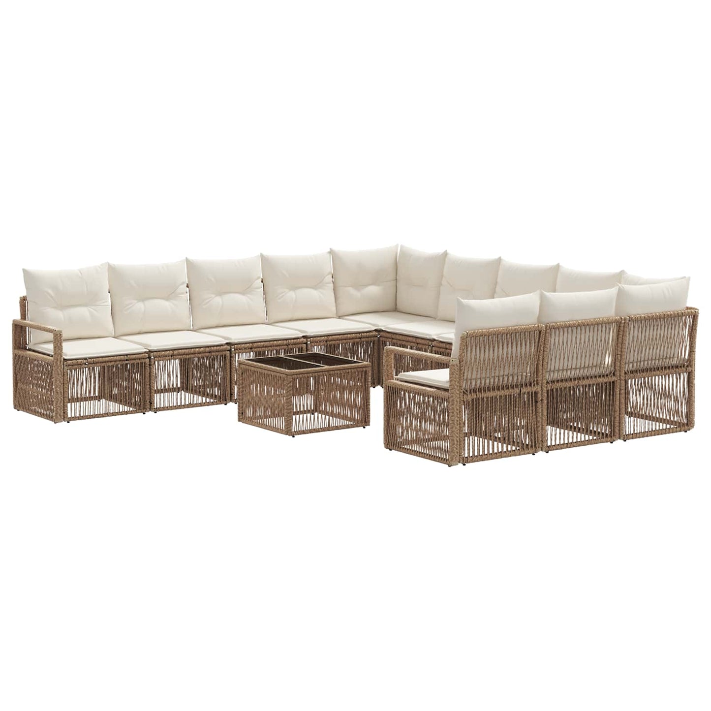 Tuinbankenset 12 pcs Beige poly rattan is nu te koop bij PeponiXL, paradijselijk wonen!