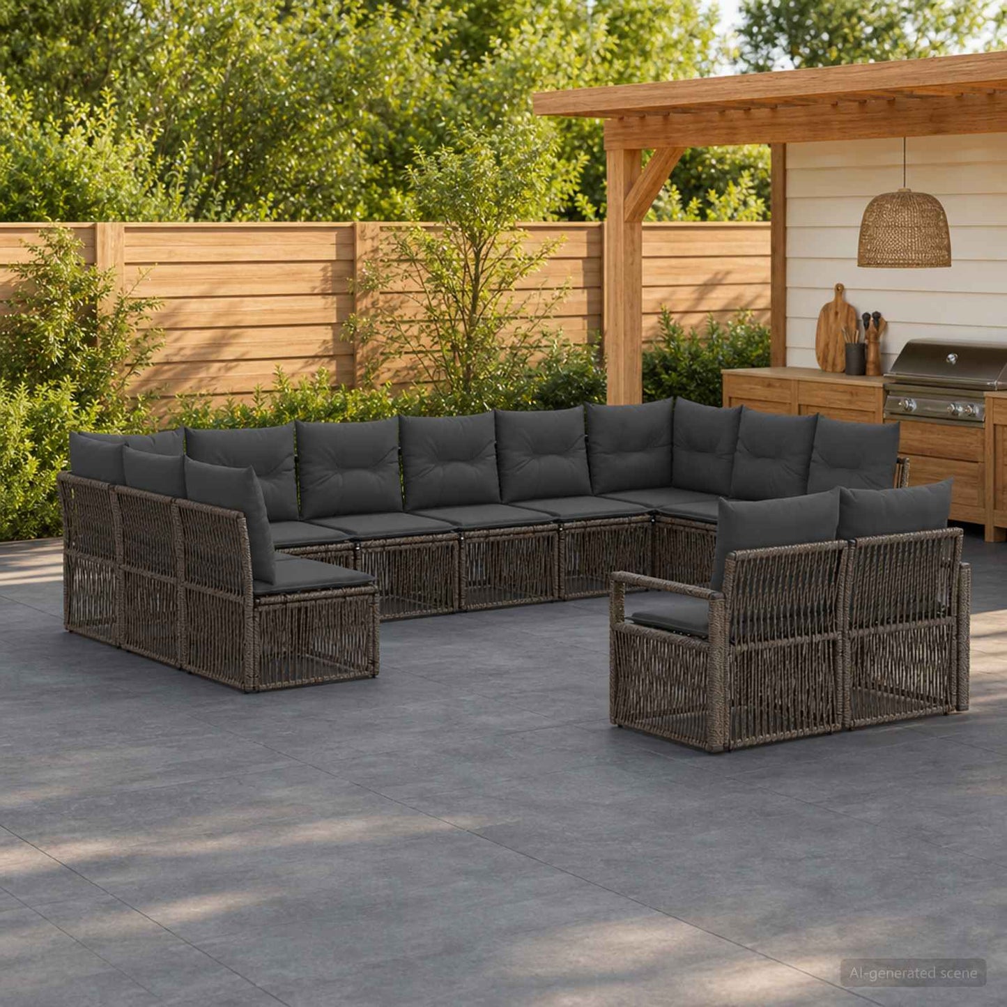 Tuinbankenset 12 pcs Grijs poly rattan is nu te koop bij PeponiXL, paradijselijk wonen!