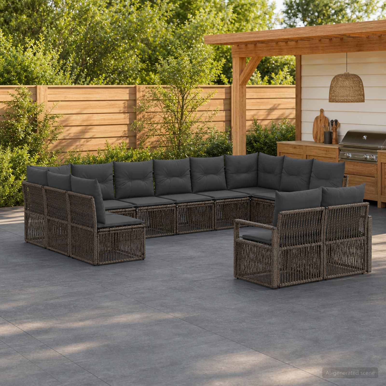 Tuinbankenset 12 pcs Grijs poly rattan is nu te koop bij PeponiXL, paradijselijk wonen!