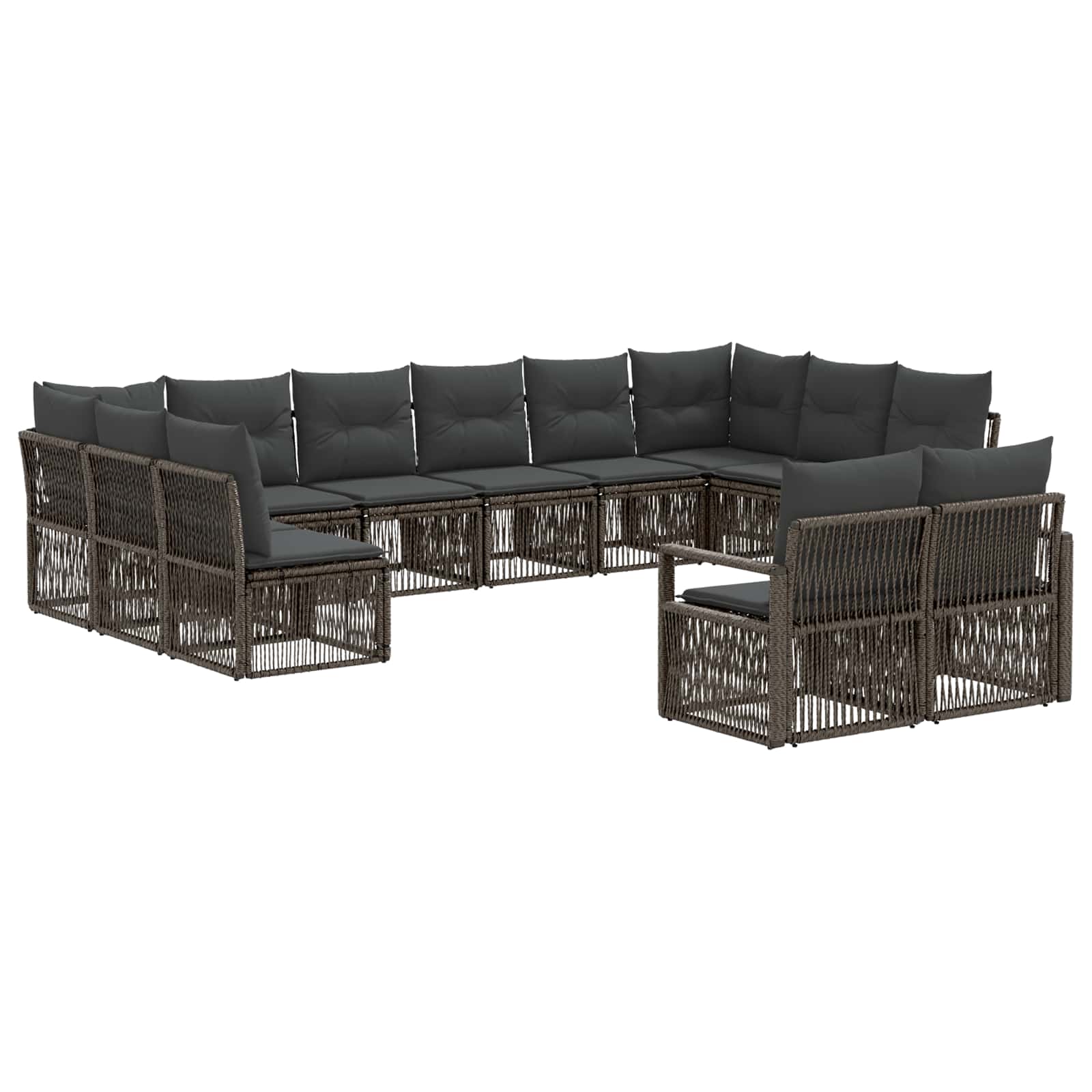 Tuinbankenset 12 pcs Grijs poly rattan is nu te koop bij PeponiXL, paradijselijk wonen!