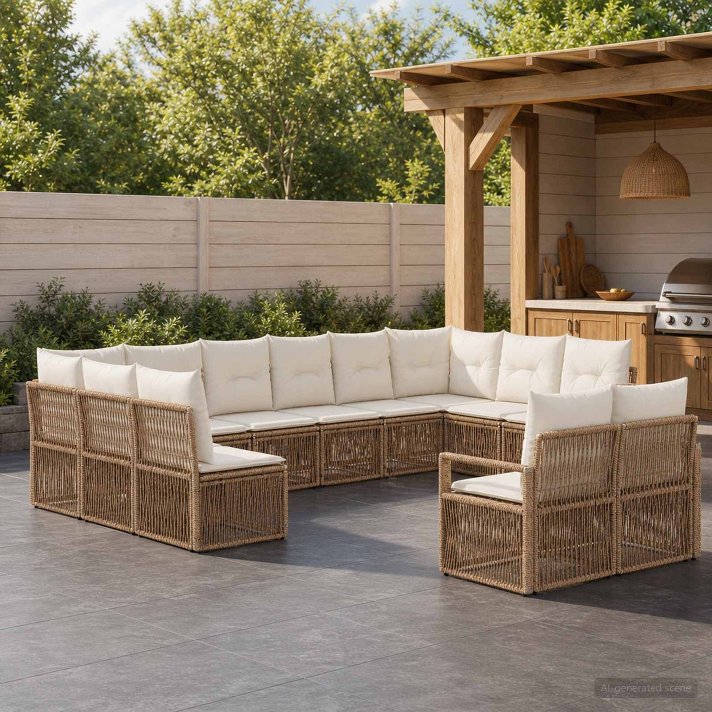 Tuinbankenset 12 pcs Beige poly rattan is nu te koop bij PeponiXL, paradijselijk wonen!